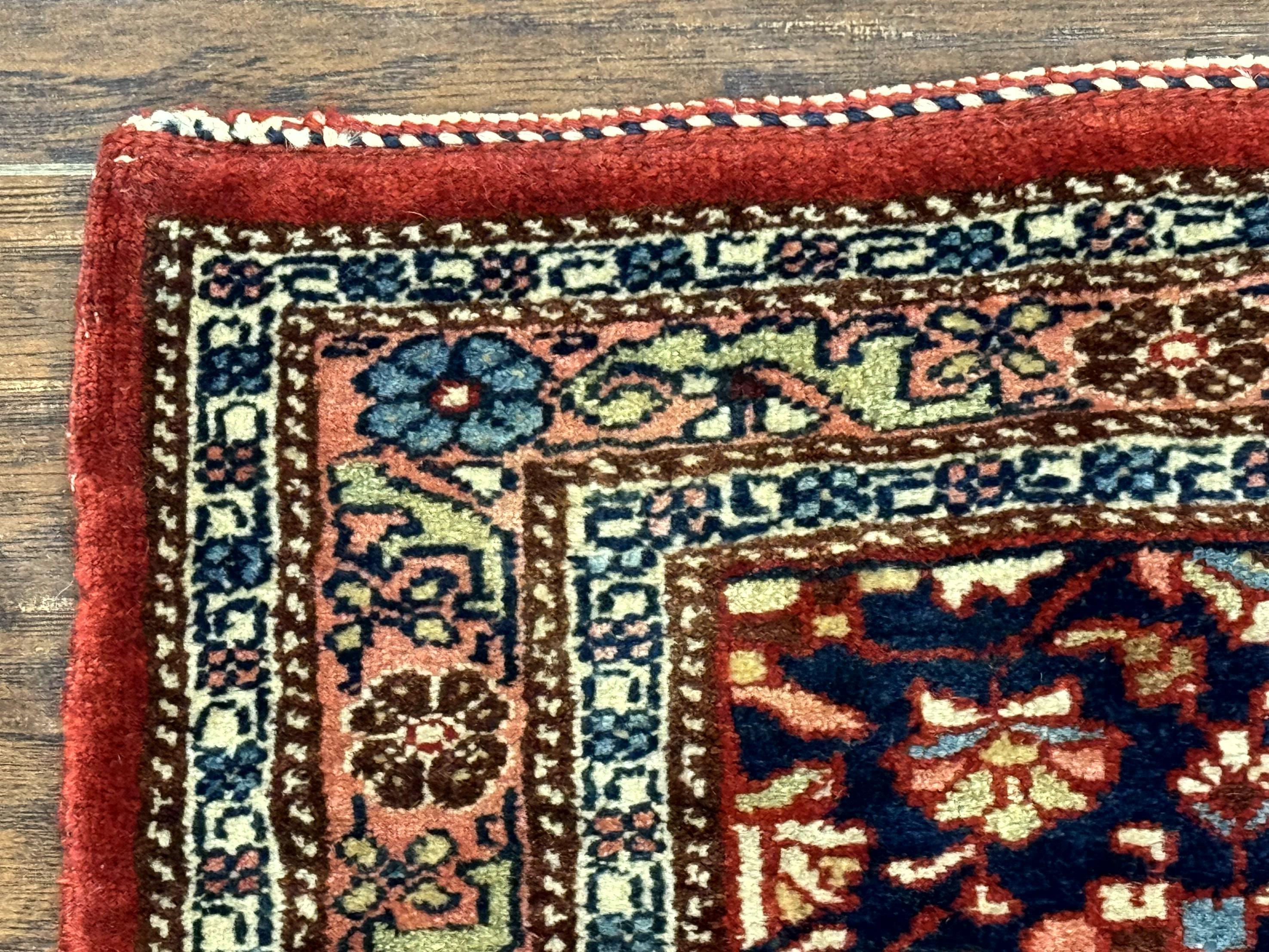 Persian Bidjar Rug 2.7 x 4, Red and Navy Blue, Small Persian Area Rug, Semi Antique - Jewel Rugs