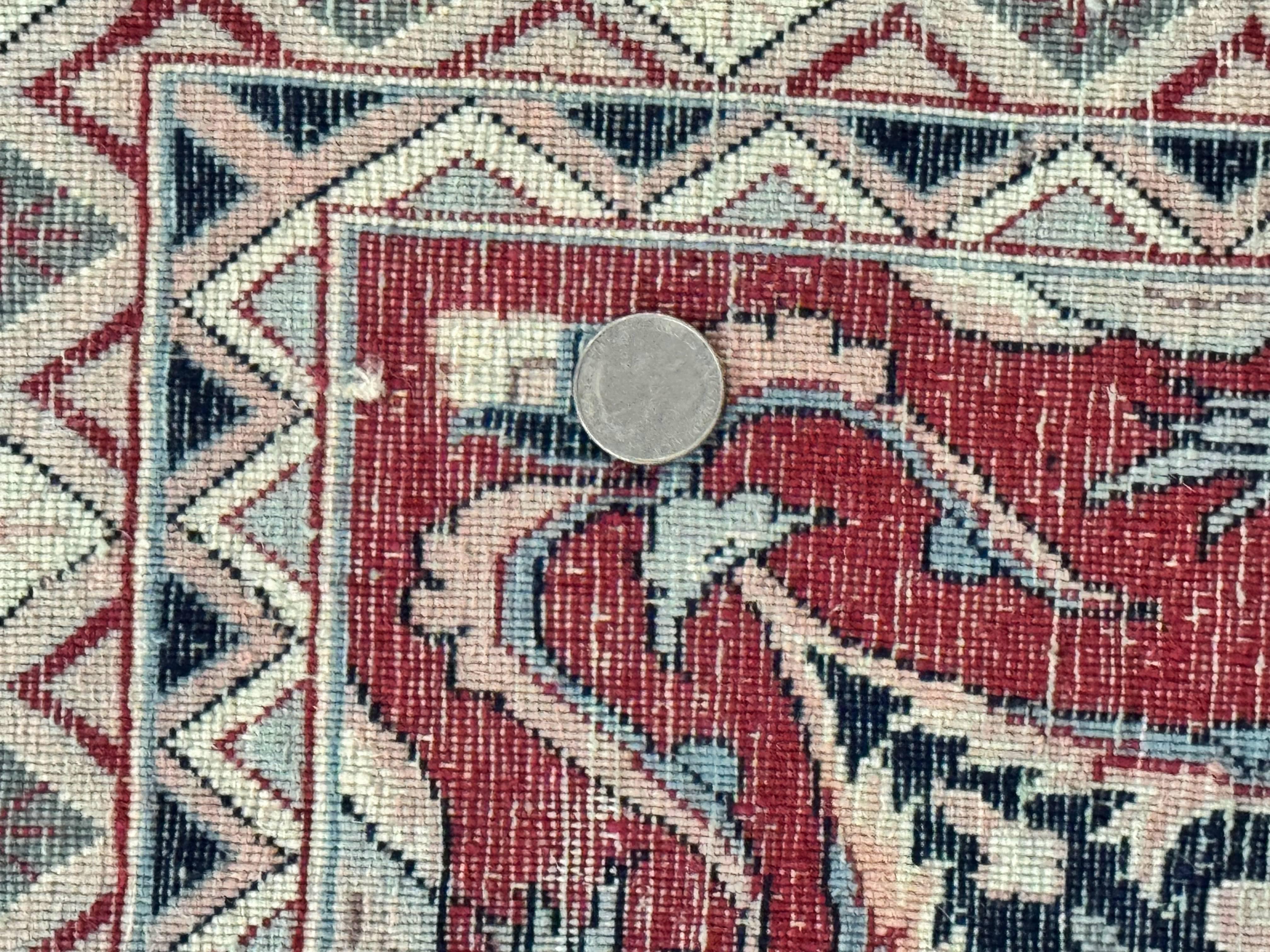 Sino Persian Rug 8x10, Floral Kirman Carpet, Navy Blue and Red, Floral Vases, Handmade Vintage Wool Carpet, 320 KPSI - Jewel Rugs