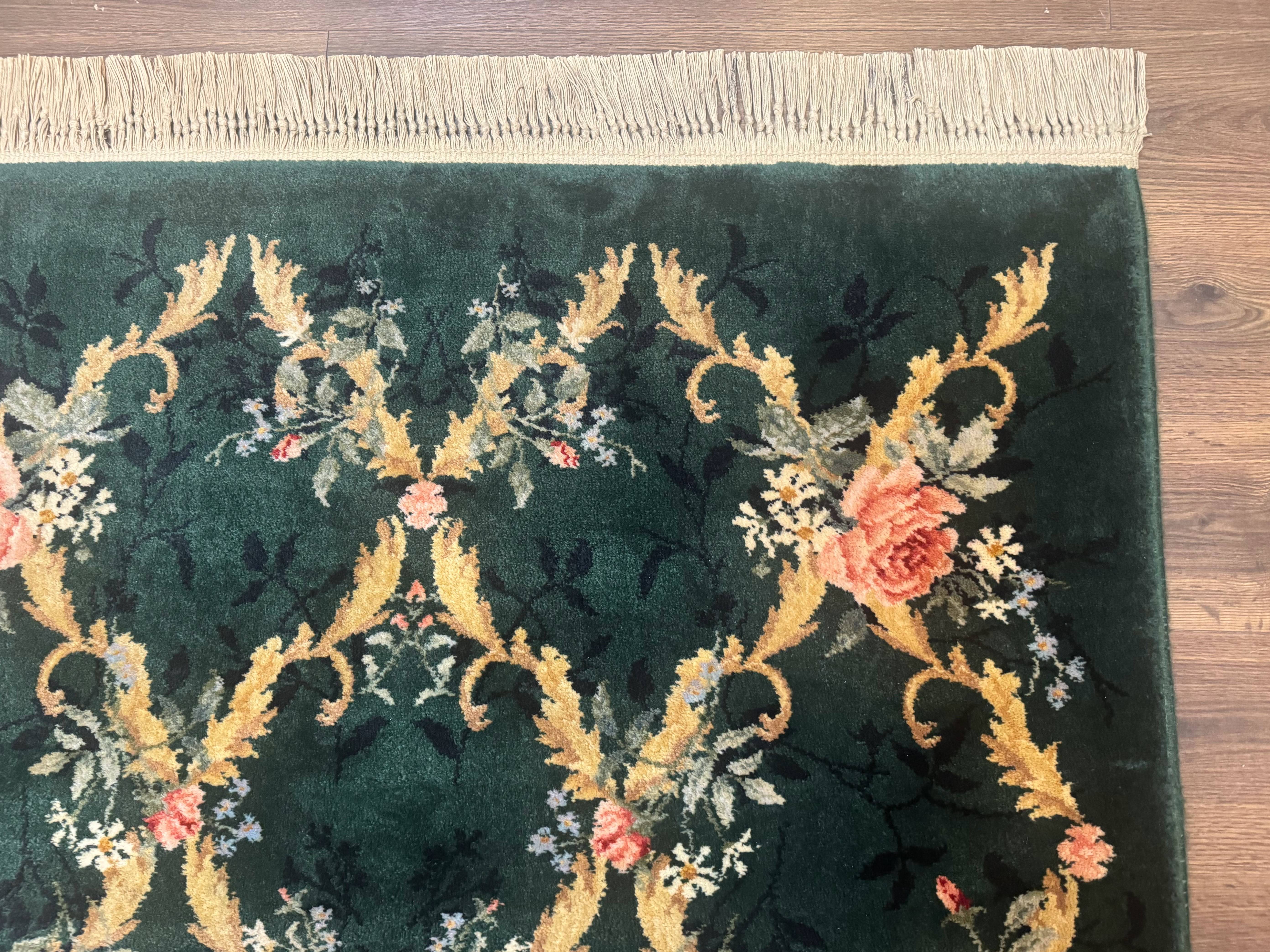 Karastan Garden of Eden Rug 4x6, Green Savonnerie 509/1733, Original Discontinued Vintage Karastan Carpet - Jewel Rugs