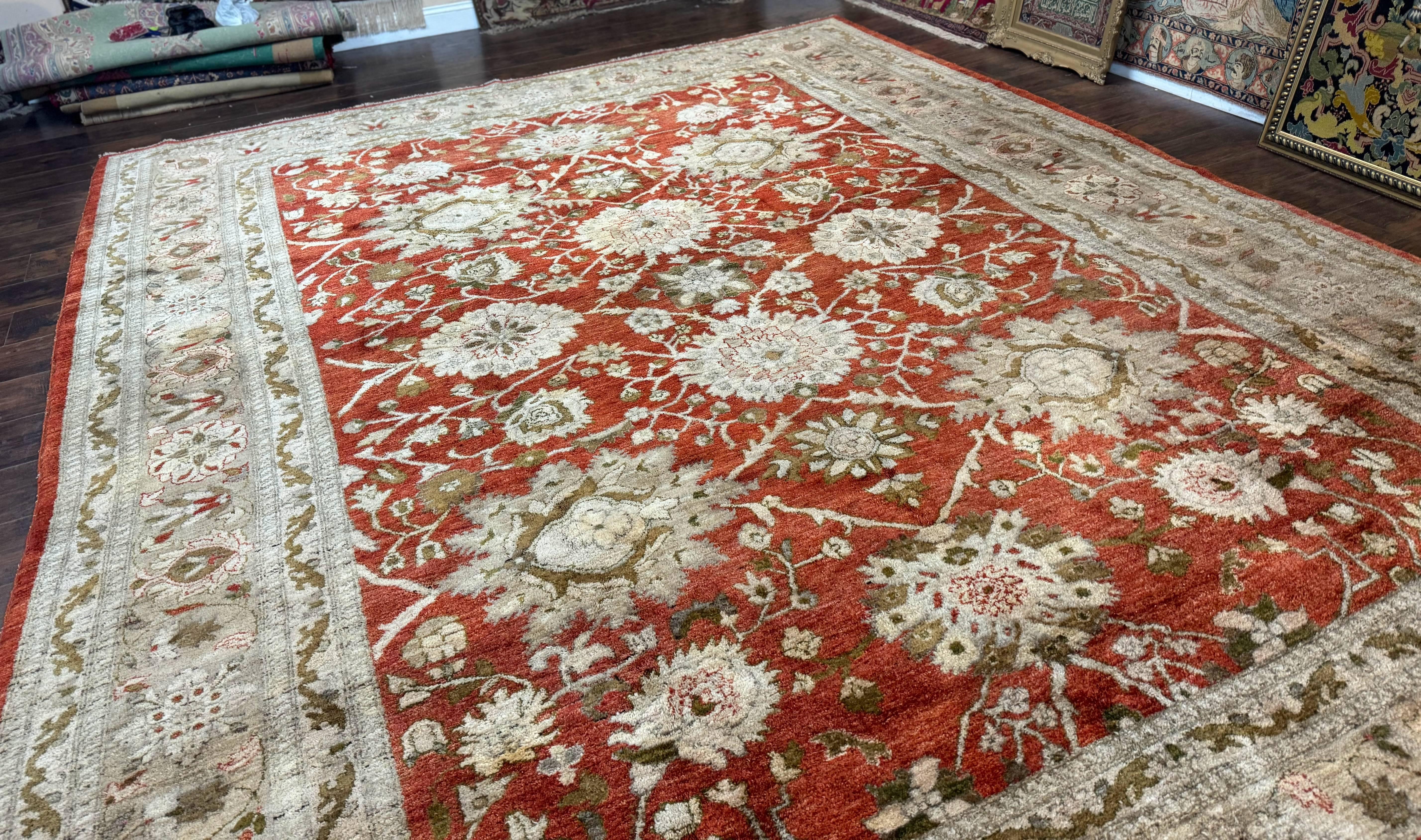 Pakistani Peshawar Rug 10x13, Burnt Orange, Large Handmade Wool Carpet - Jewel Rugs