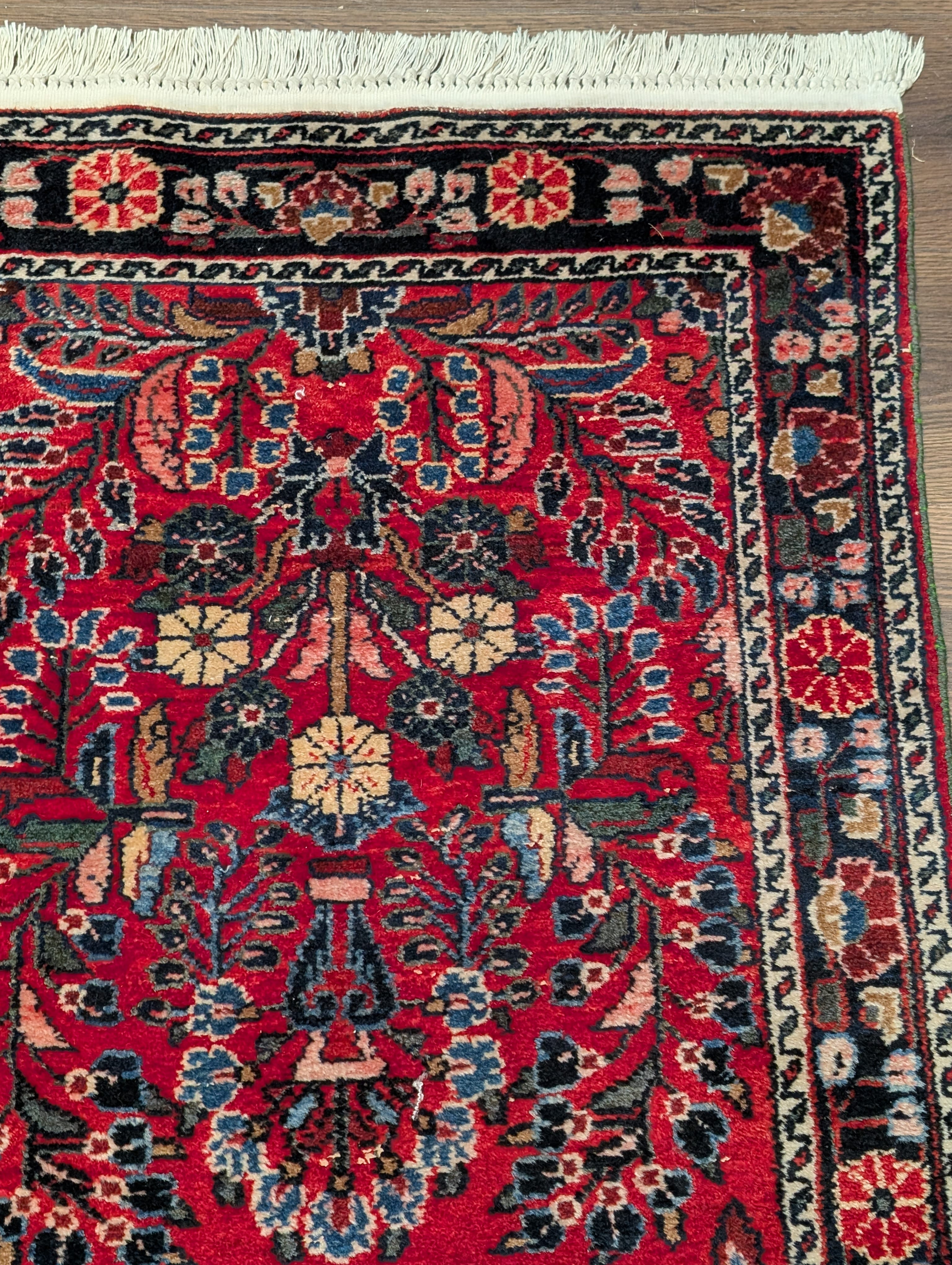 Red Persian Runner Rug 3 x 15, Hamadan Runner, Vintage - Jewel Rugs