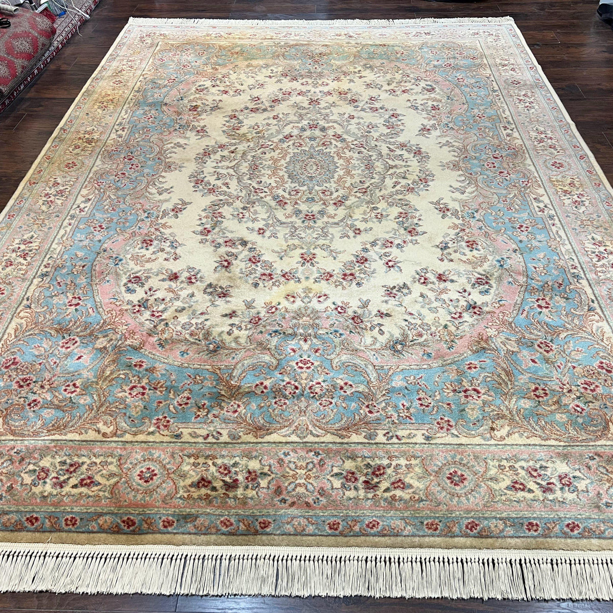 Karastan Rug 8.8 x 12, Ivory Medllion Kirman #700/711, Original 700 Se ...