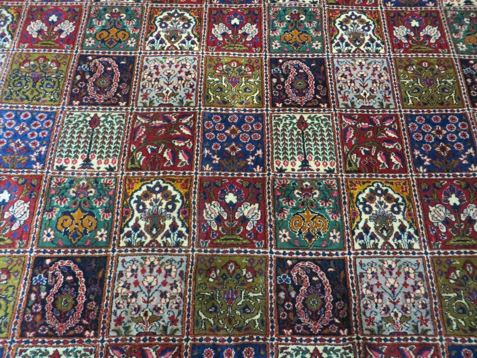 Wonderful Persian Bakhtiari Rug 8x11, Panel Design Animal Pictorials, Handmade Semi Antique Vintage Oriental Carpet, Multicolor Room Sized Wool & Silk - Jewel Rugs