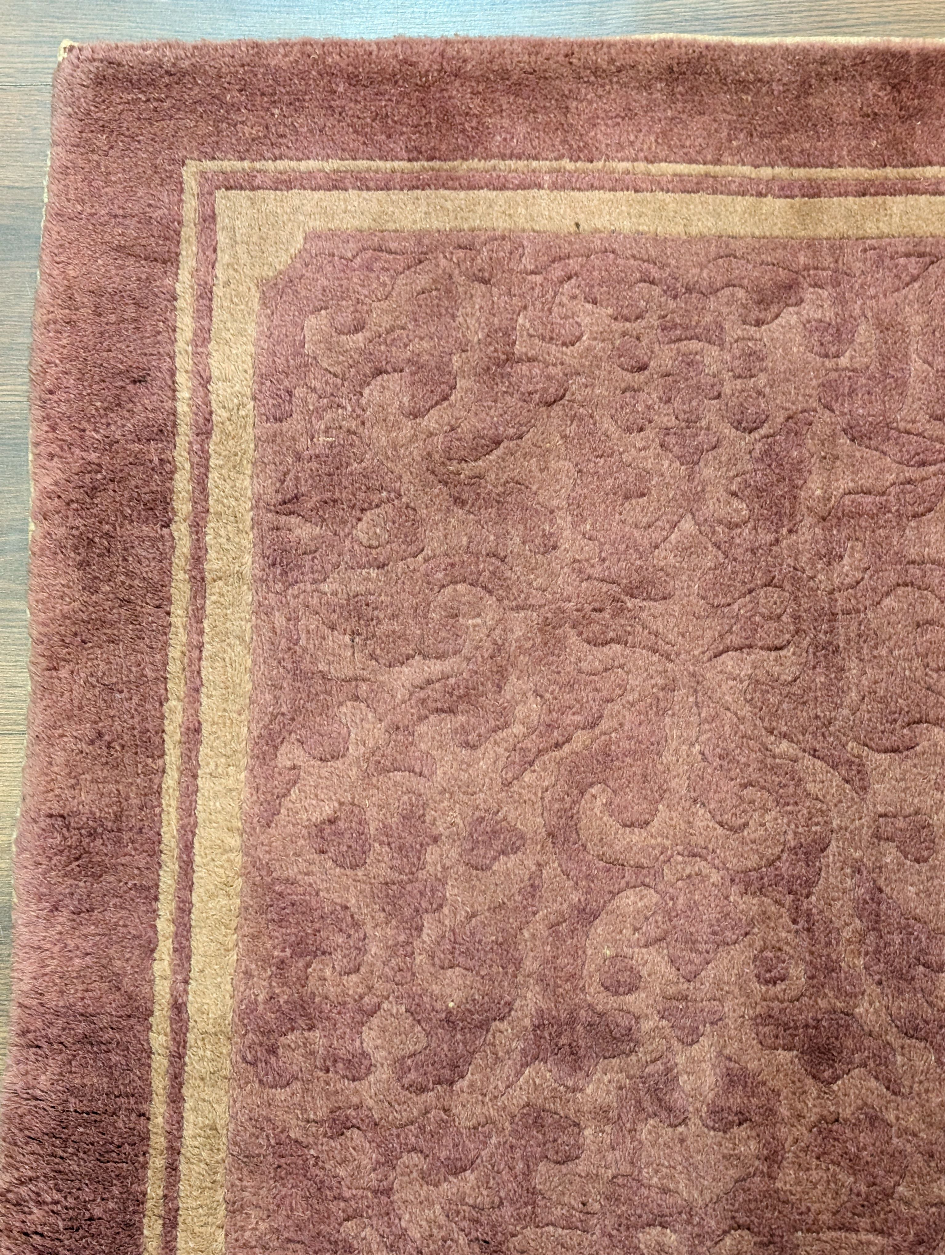 Chinese Wool Rug 2.6 x 5, Pink, Asian Oriental Rug, Fette Rug, Vintage - Jewel Rugs