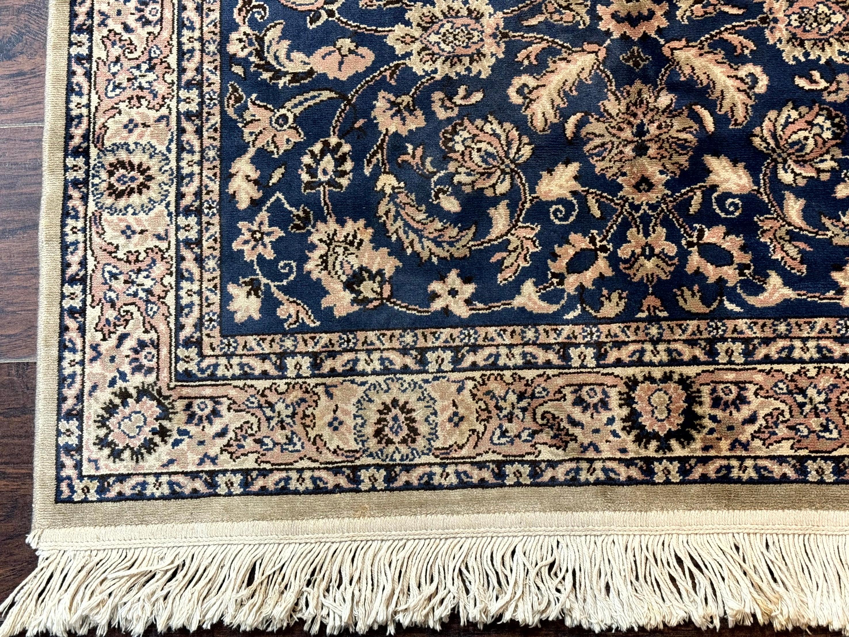 Vintage Art Silk Rug 3x4, Traditional Oriental Persian Design Rug, Belgium Power Loomed Rug, Navy Blue - Jewel Rugs