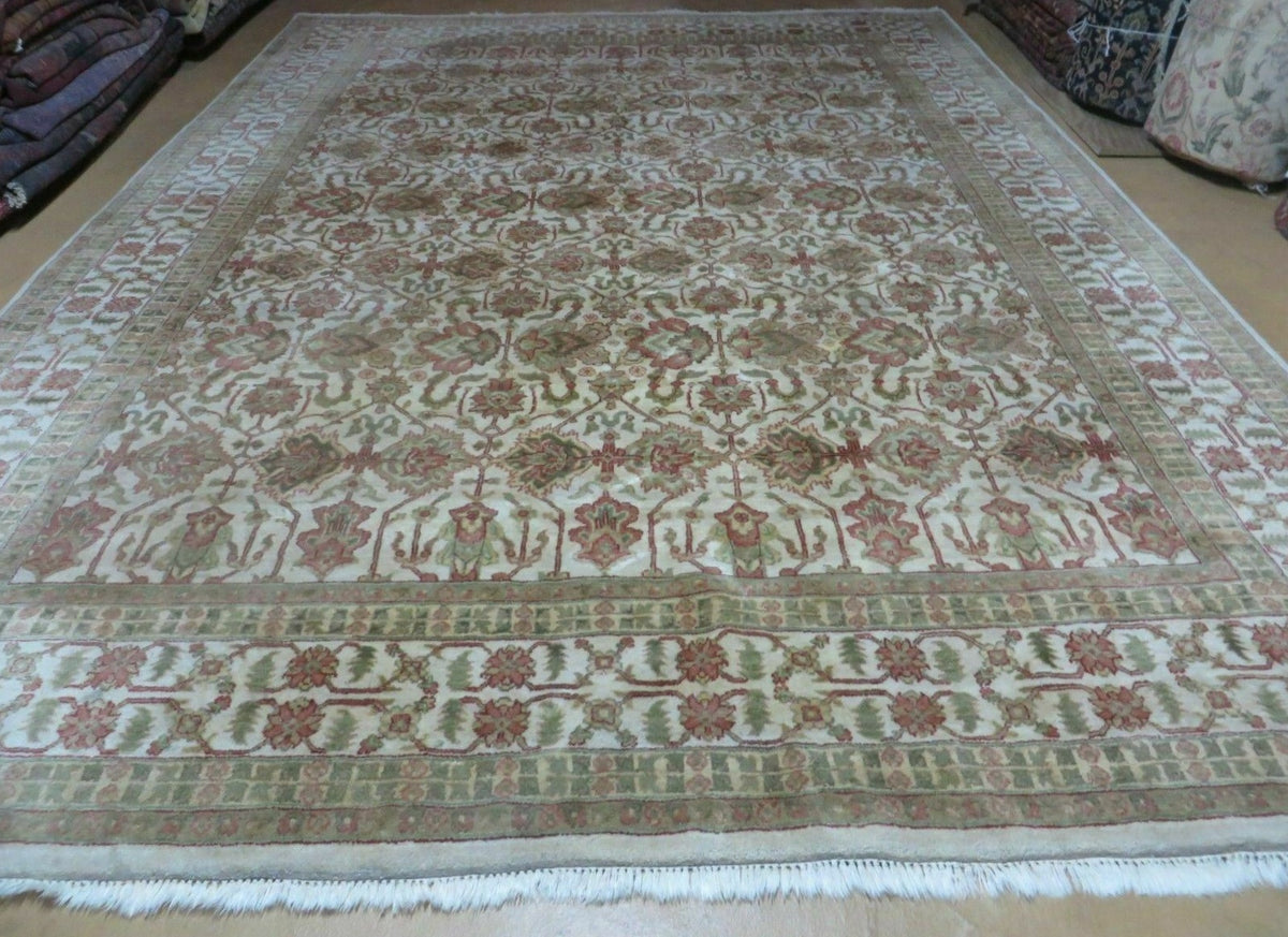 8' 5" X 12' Handmade India Agra Floral Oriental Wool Rug Tea Washed Carpet Nice 7x10 - 9YAVZ15LJZWGA2O8