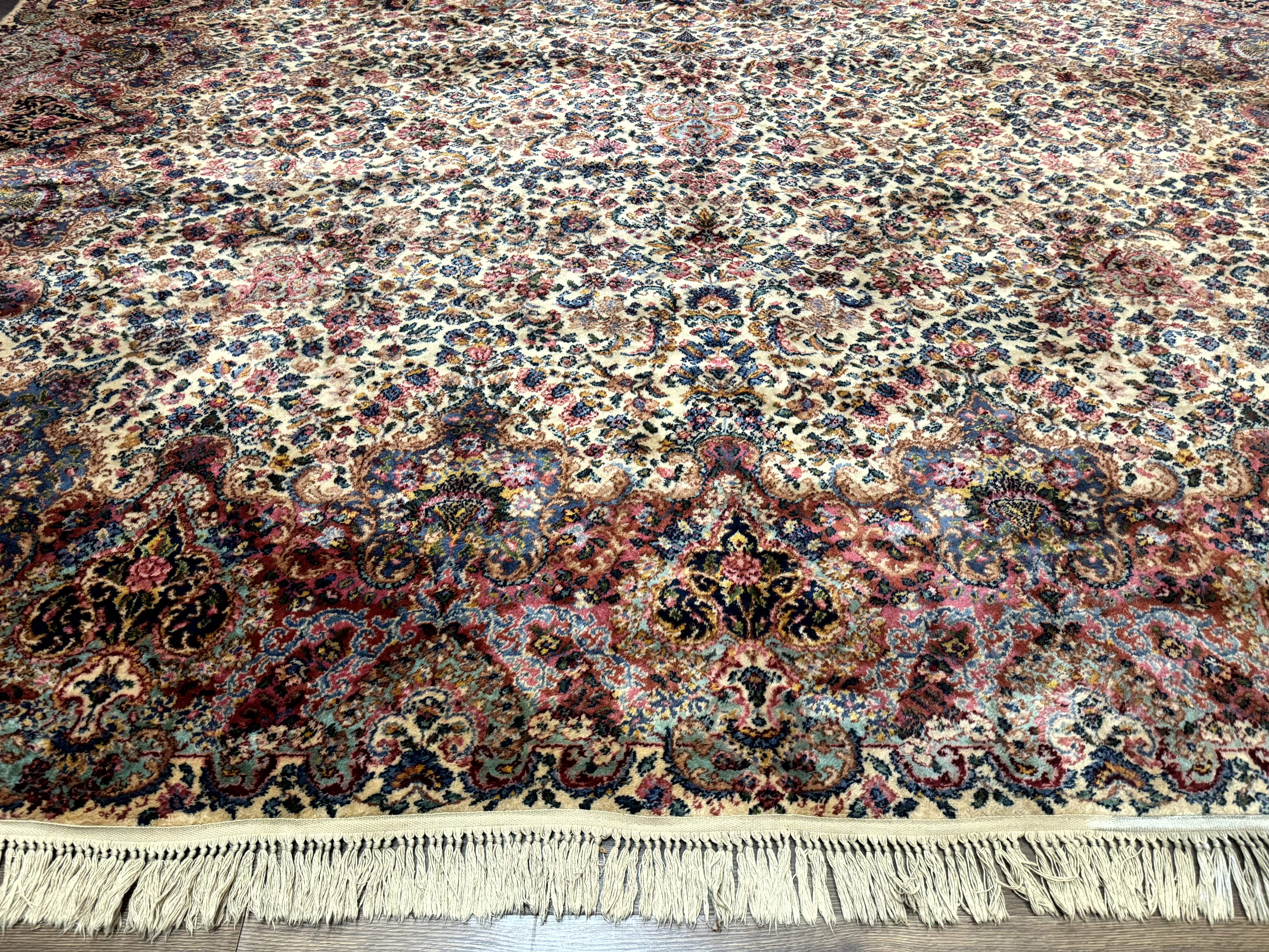 11x16 Karastan Ivory Kirman Rug #759, Floral Kirman, Wool, Original 700 Series, Palace Size - Jewel Rugs