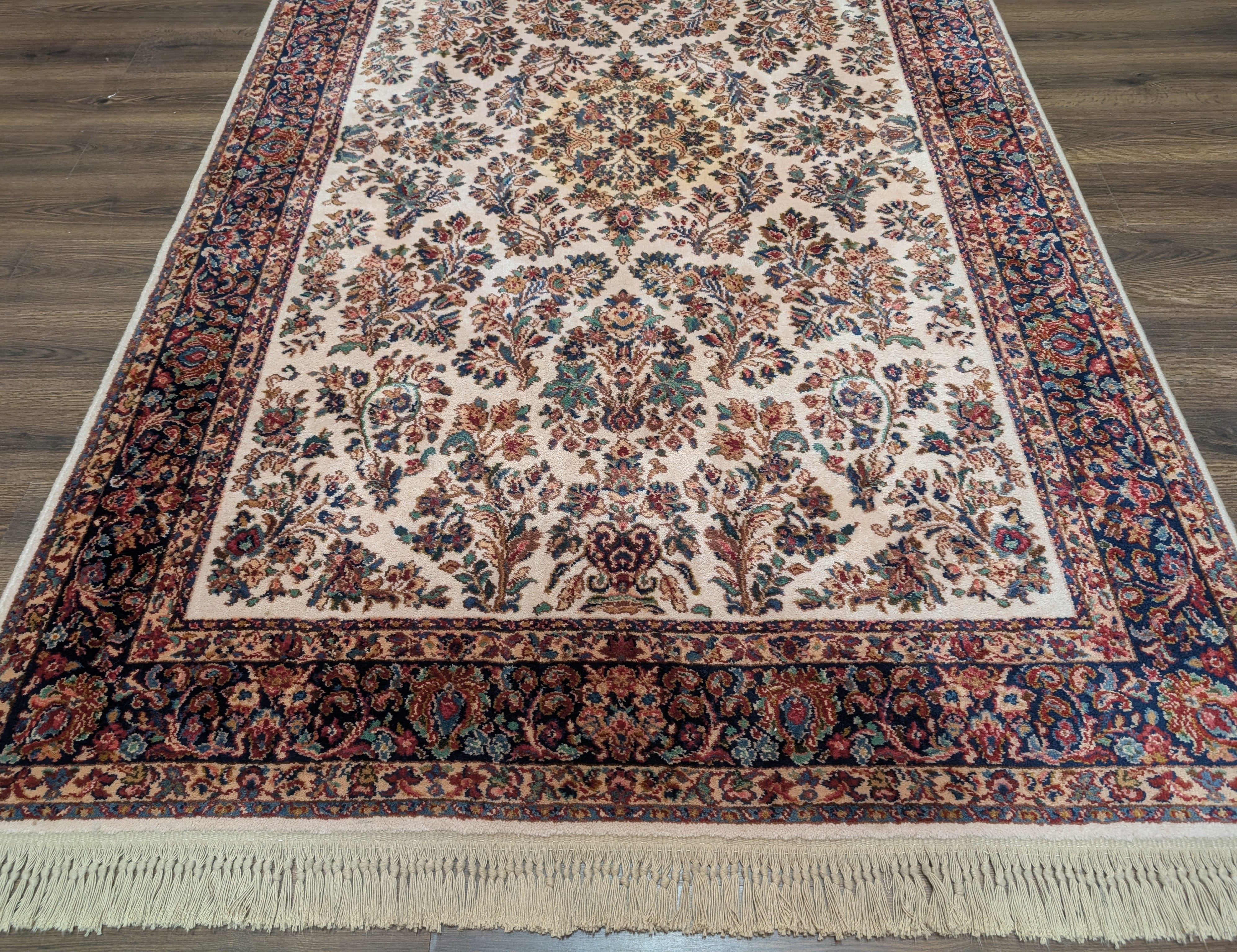 Karastan Rug 5.9 x 9, Ivory Sarouk #760, Original 700 Series, Wool Pile, Vintage - Jewel Rugs