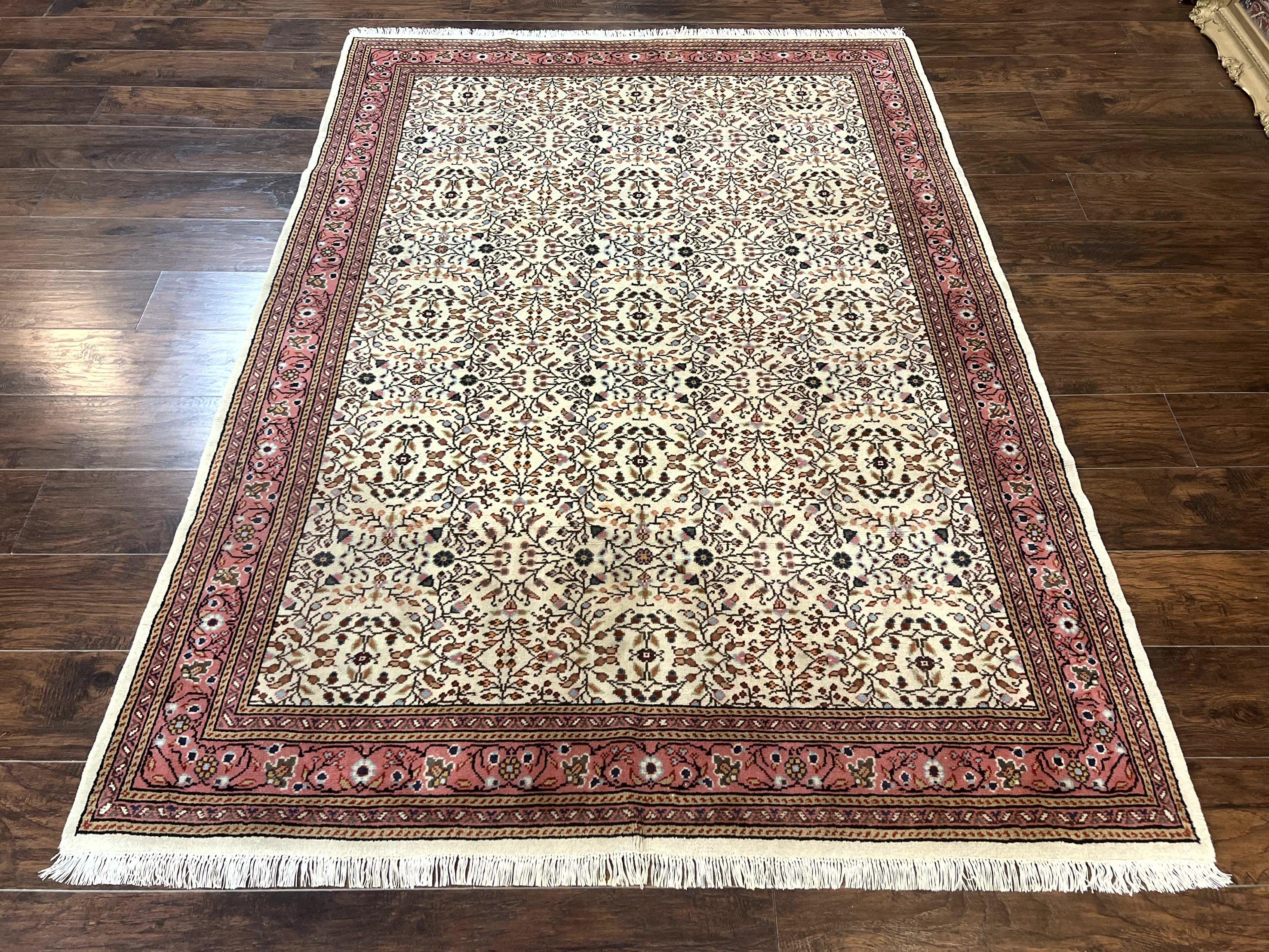 Turkish Rug 6x8, Kayseri Carpet, Handmade Vintage Wool Rug, Cream Multicolor, Allover Pattern - Jewel Rugs