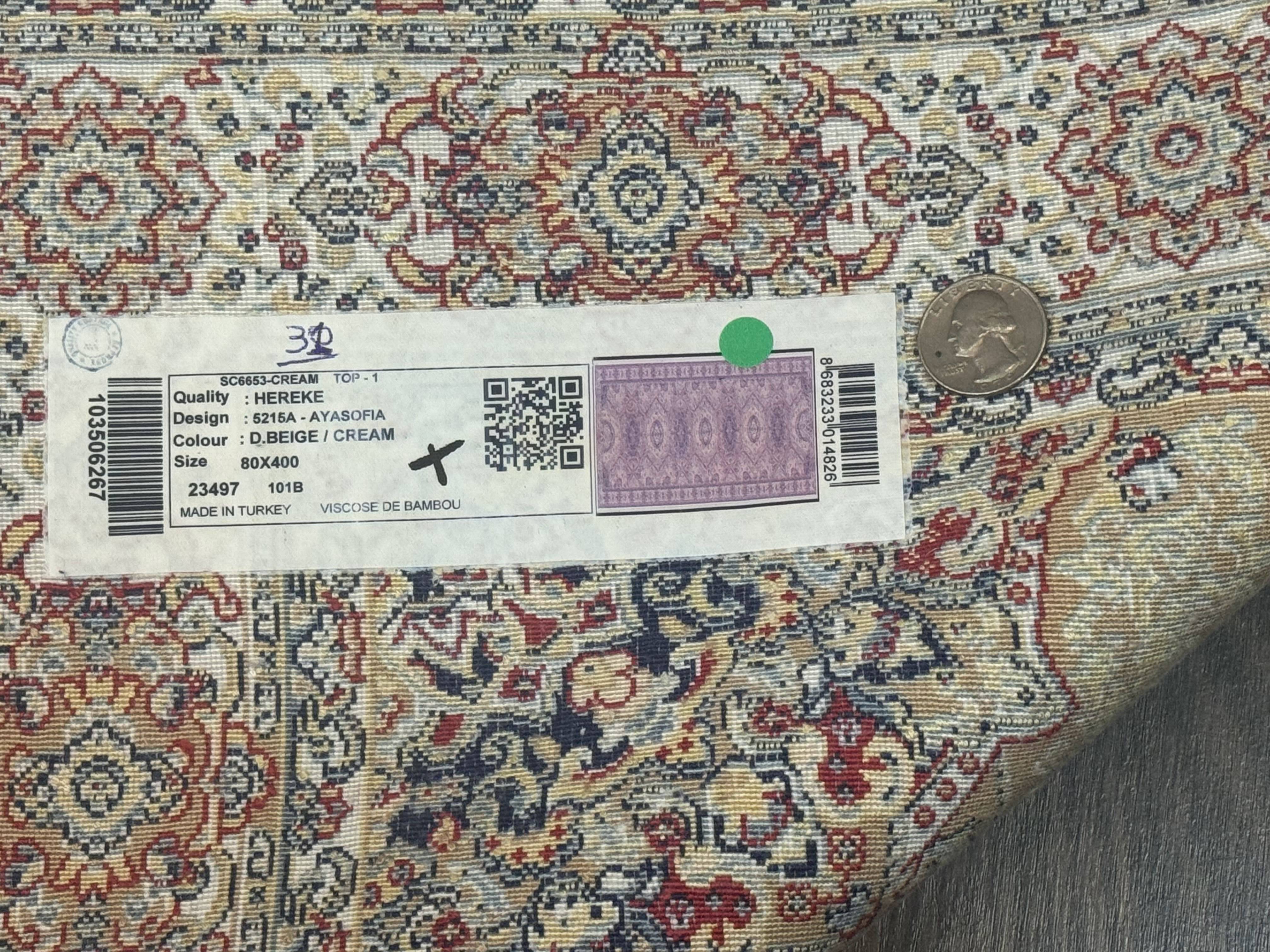 Turkish Silk Runner Rug 2.6 x 13, Dome Design, Hereke Runner, Bamboo Silk, New - Jewel Rugs