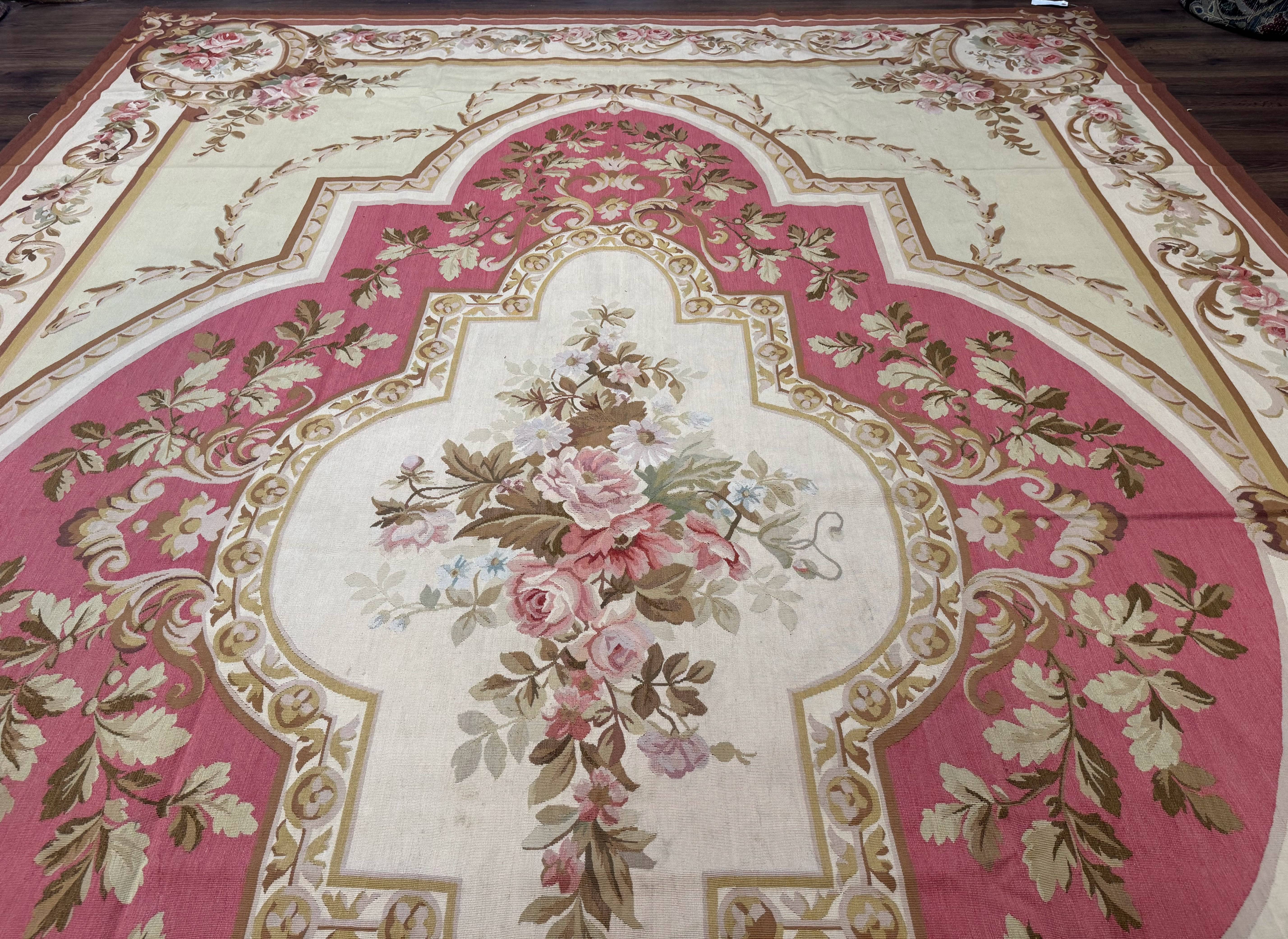 Large Aubusson Rug 10x14, European Elegant French Design, Floral Carpet - Jewel Rugs