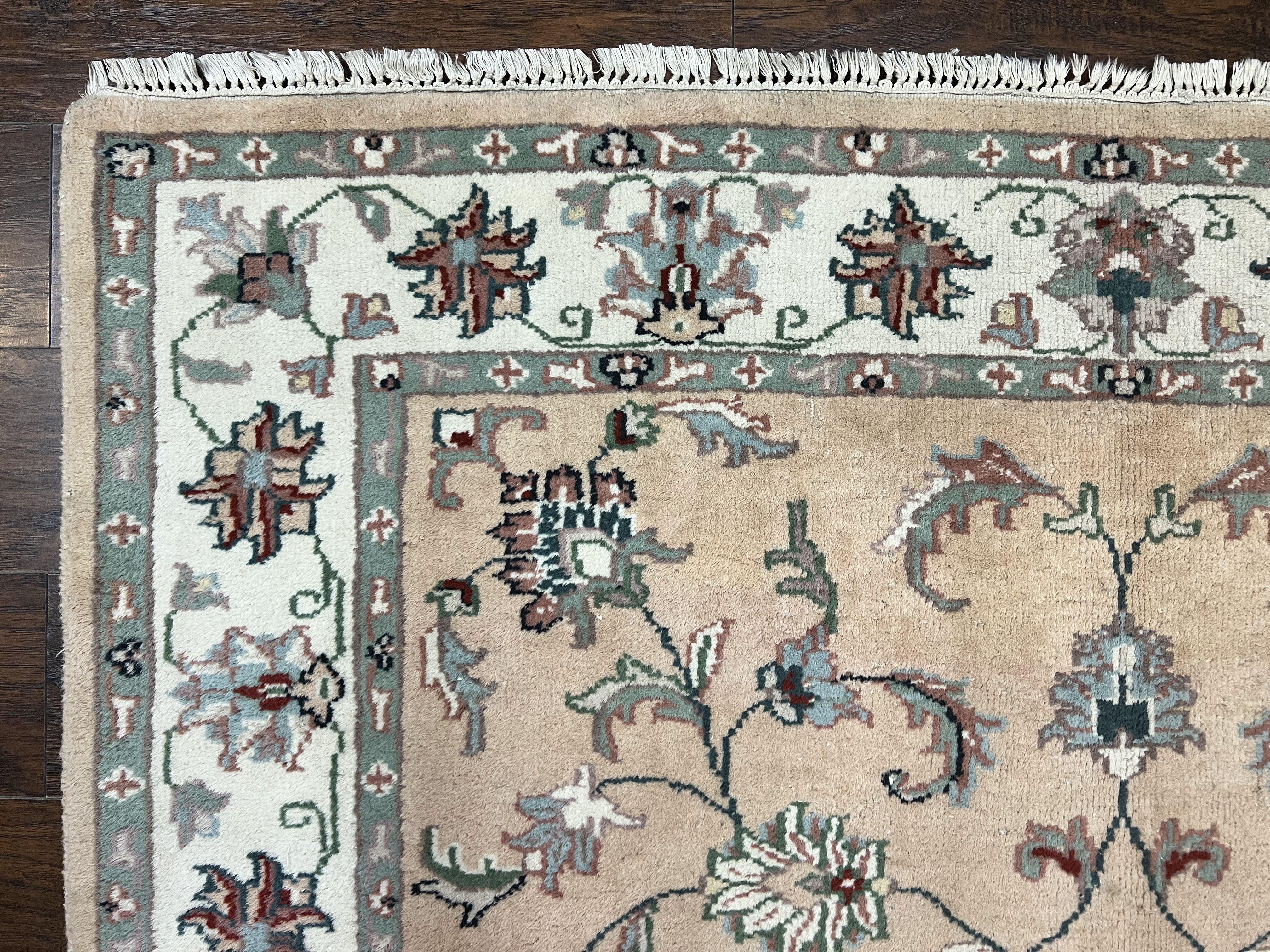 Indo Persian Rug 6x9, Handmade Vintage Wool Carpet, Floral Allover - Jewel Rugs