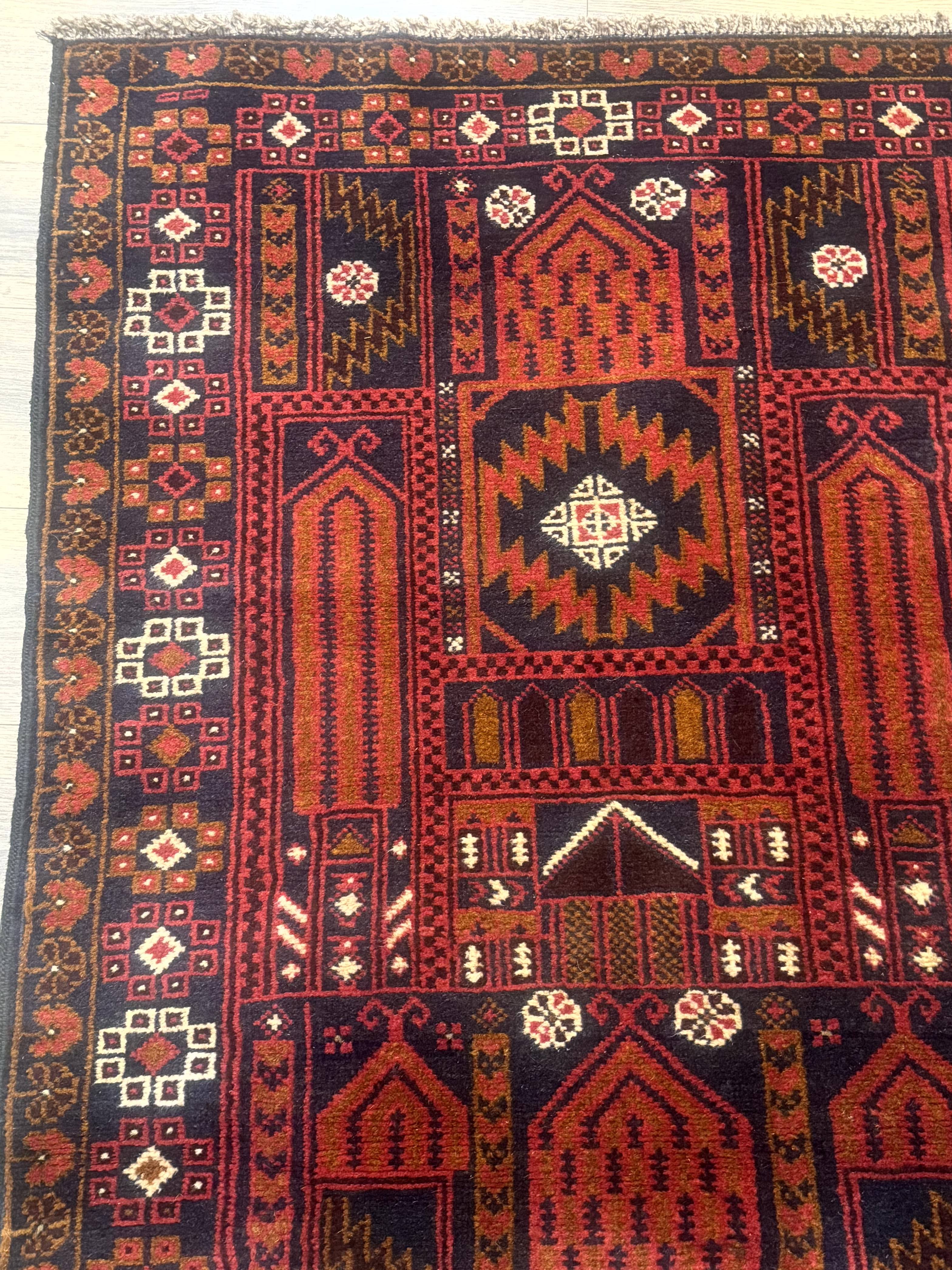 Afghan Rug 3x7, Balouch Carpet, Tribal Rug, Red, New - Jewel Rugs
