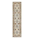 Peshawar Runner 2.7 x 10, Beige Floral Hand Knotted Vintage Wool Oriental Runner, Hallway Rug, Farmhouse Rug, Neutral Colors