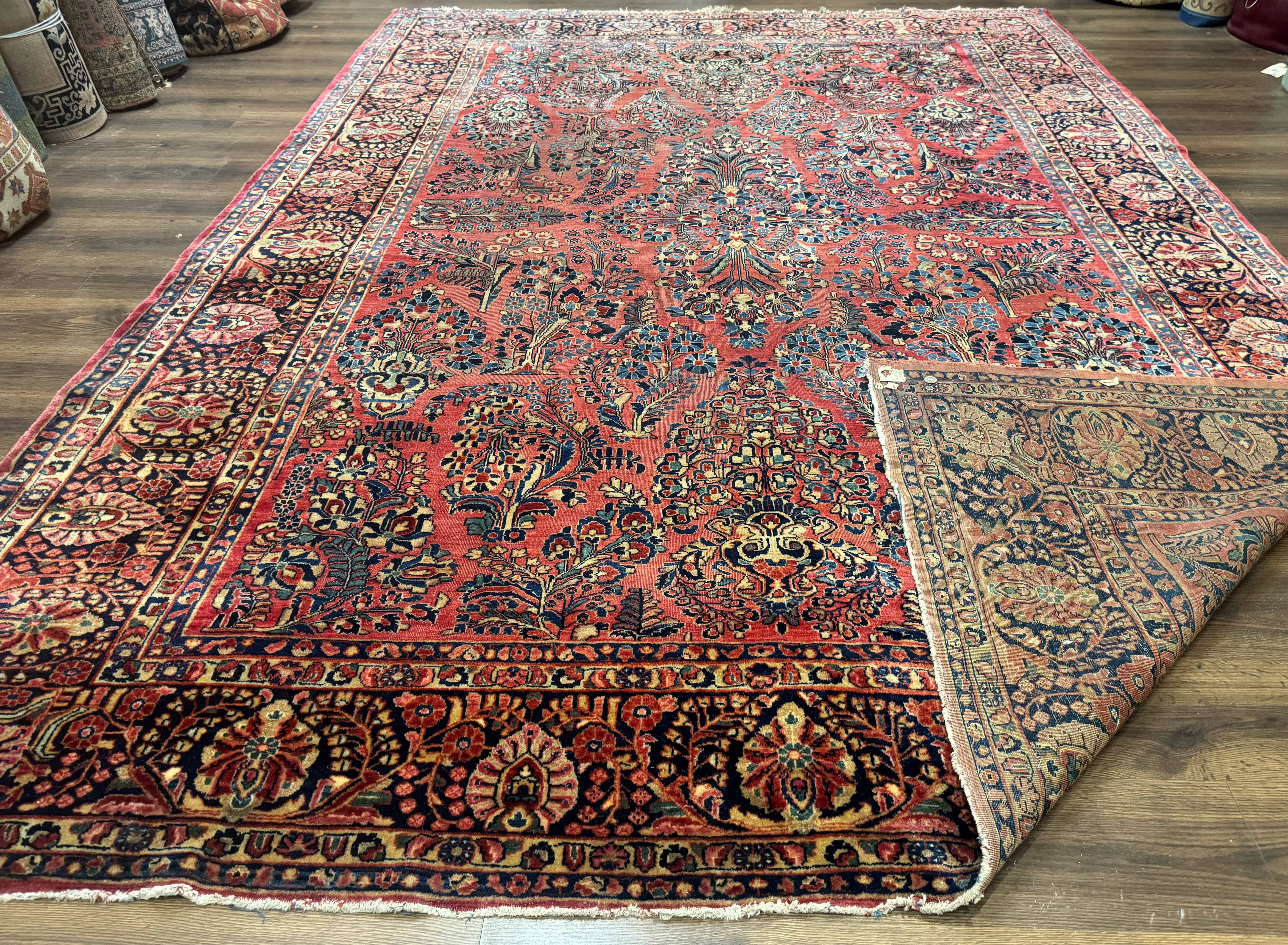 Antique Persian Sarouk Rug 9x12, Red, Floral - Jewel Rugs