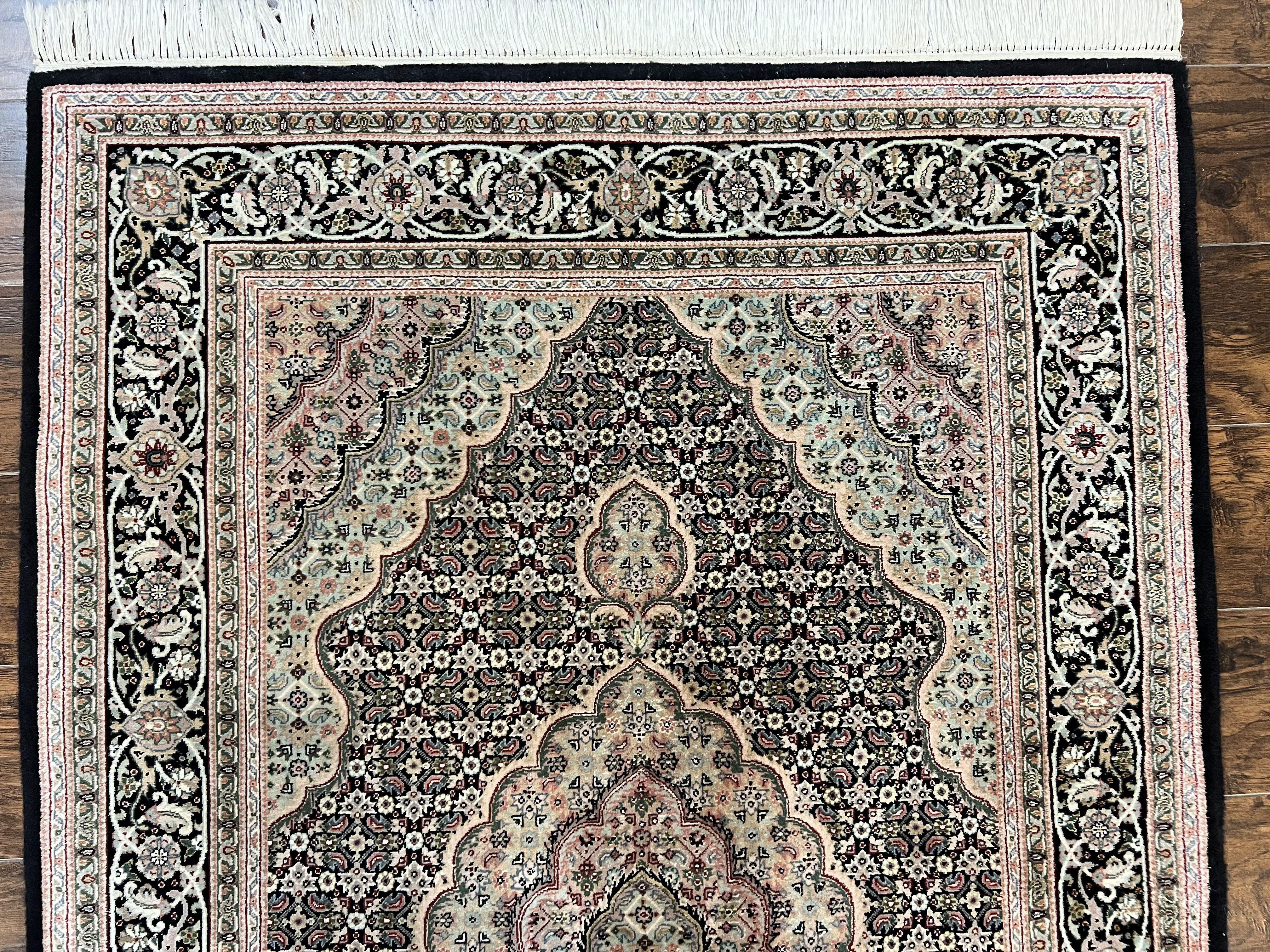 Sino Persian Rug 4x6, Fine Hand Knotted Carpet, Black, Wool, Vintage Rug 4 x 6, Herati Mahi, 300 KPSI - Jewel Rugs