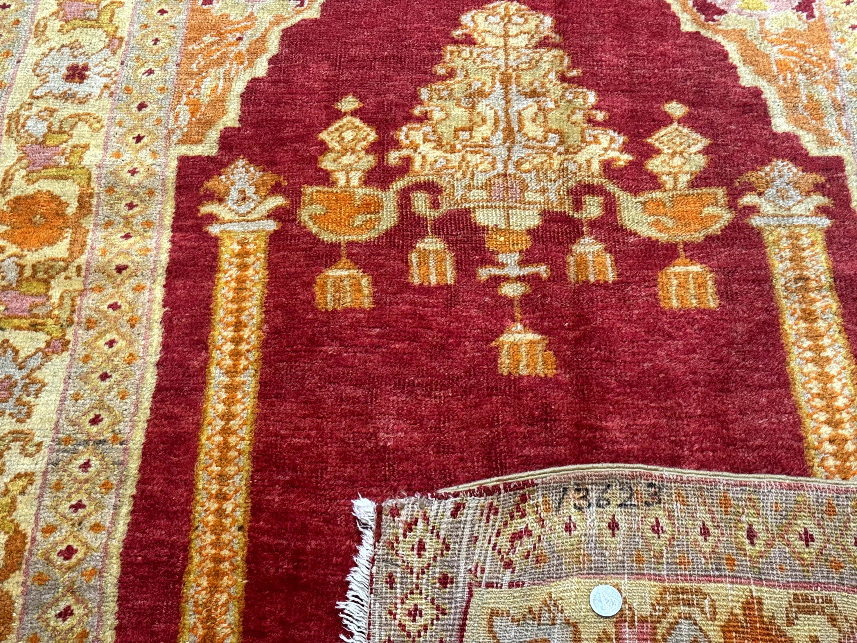 Antique Turkish Prayer Rug 4x6, Red and Golden Mustard, Mihrab Design, Anatolian Carpet - Jewel Rugs