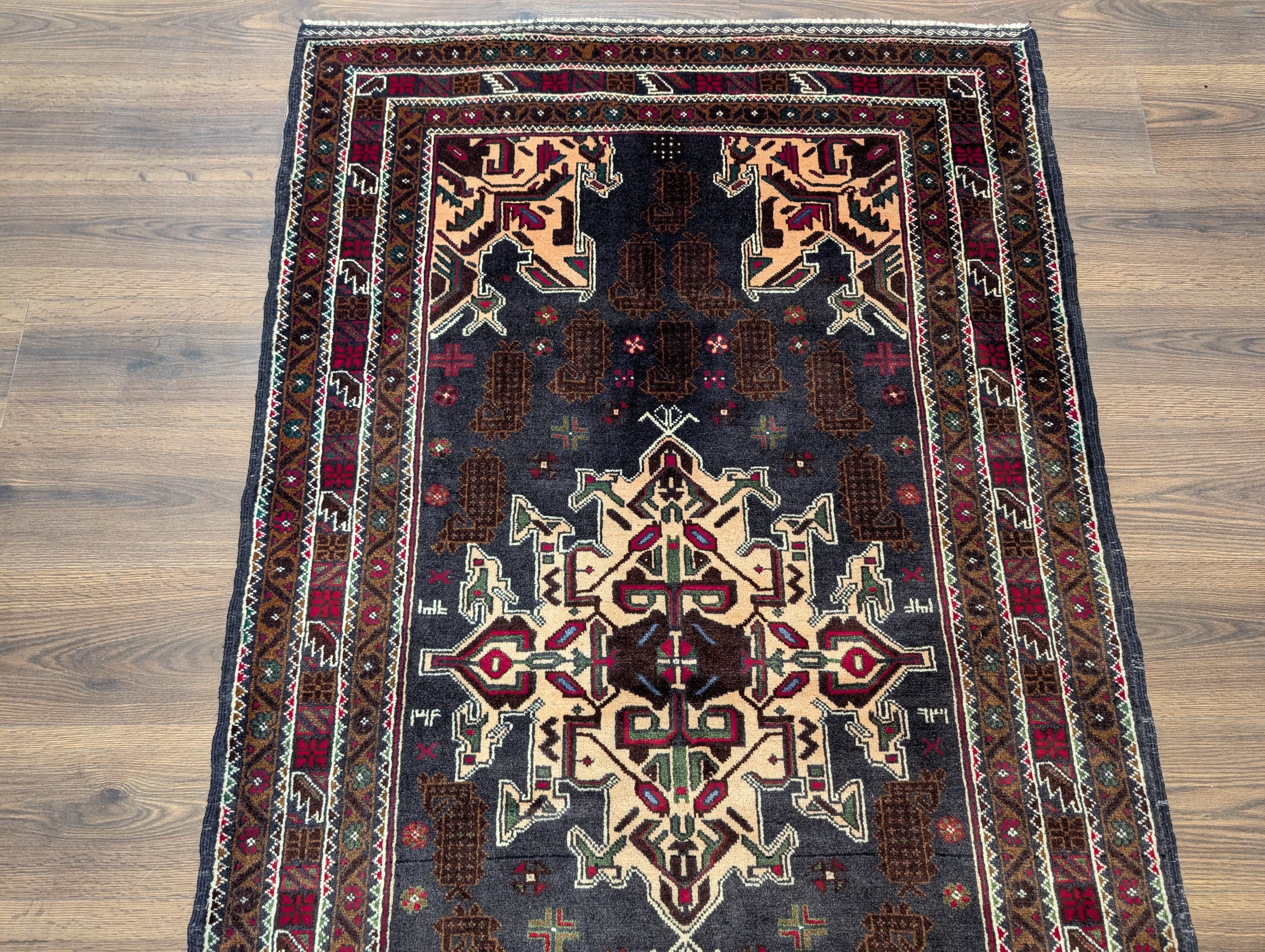 Afghan Baluch Rug 3.9 x 6.6, Tribal Handmade Wool Carpet - Jewel Rugs