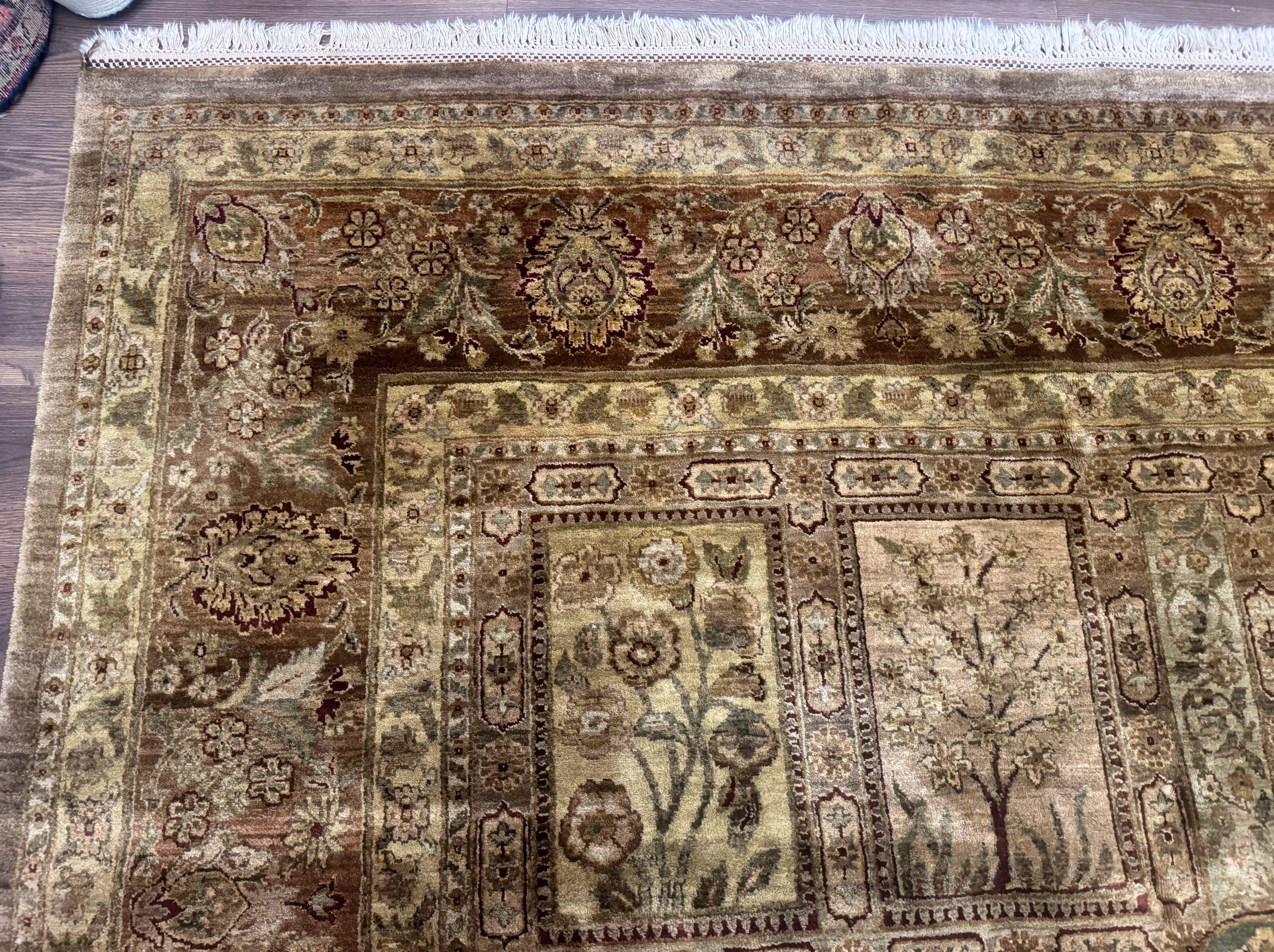 Large Indian Wool Rug 12x14, Wool Handmade Panel Design Carpet, Traditional, Palace Size - Jewel Rugs