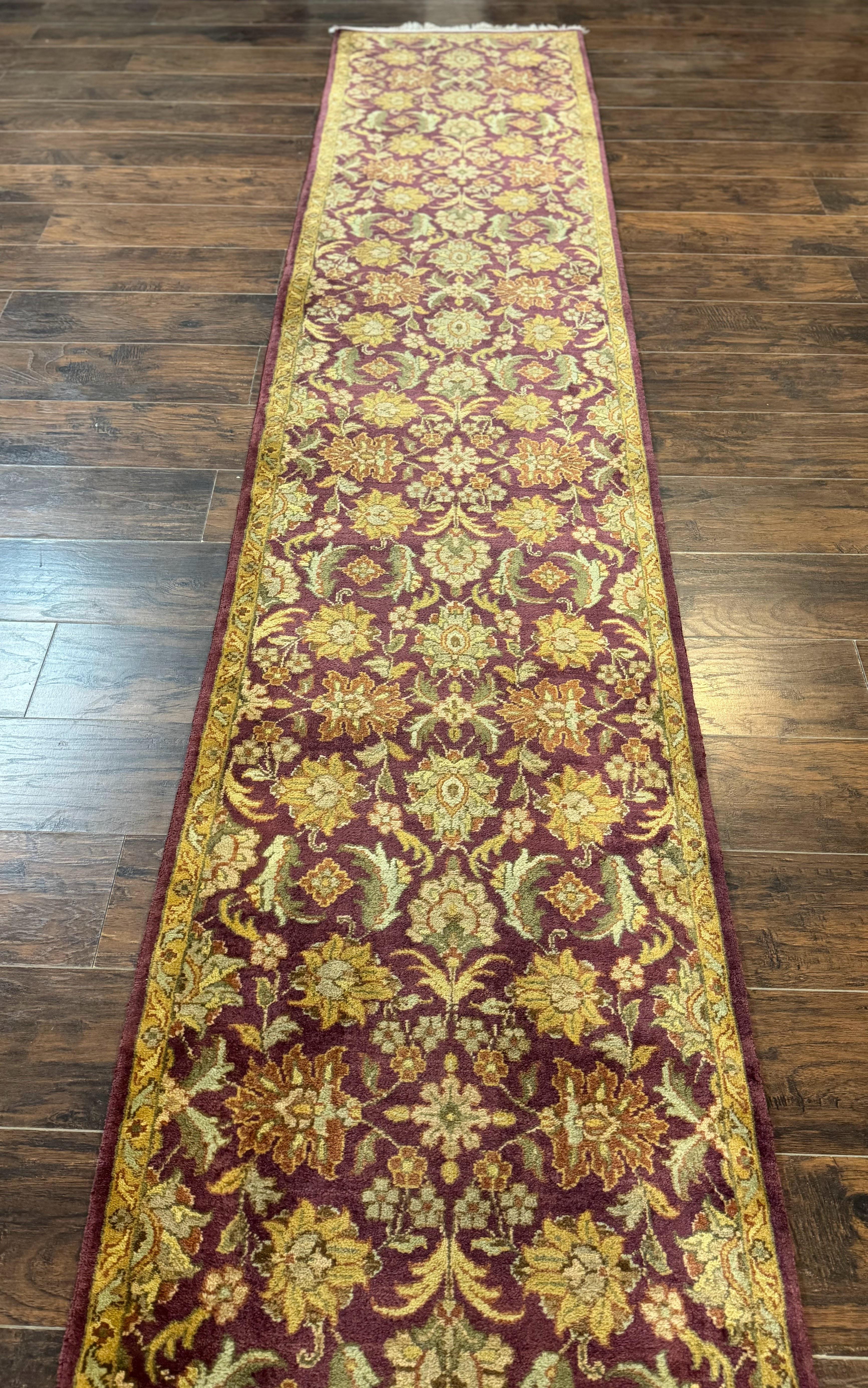 Indian Agra Runner Rug 2.6 x 17.5, Long Runner Rug for Hallway, Floral Handmade - Jewel Rugs