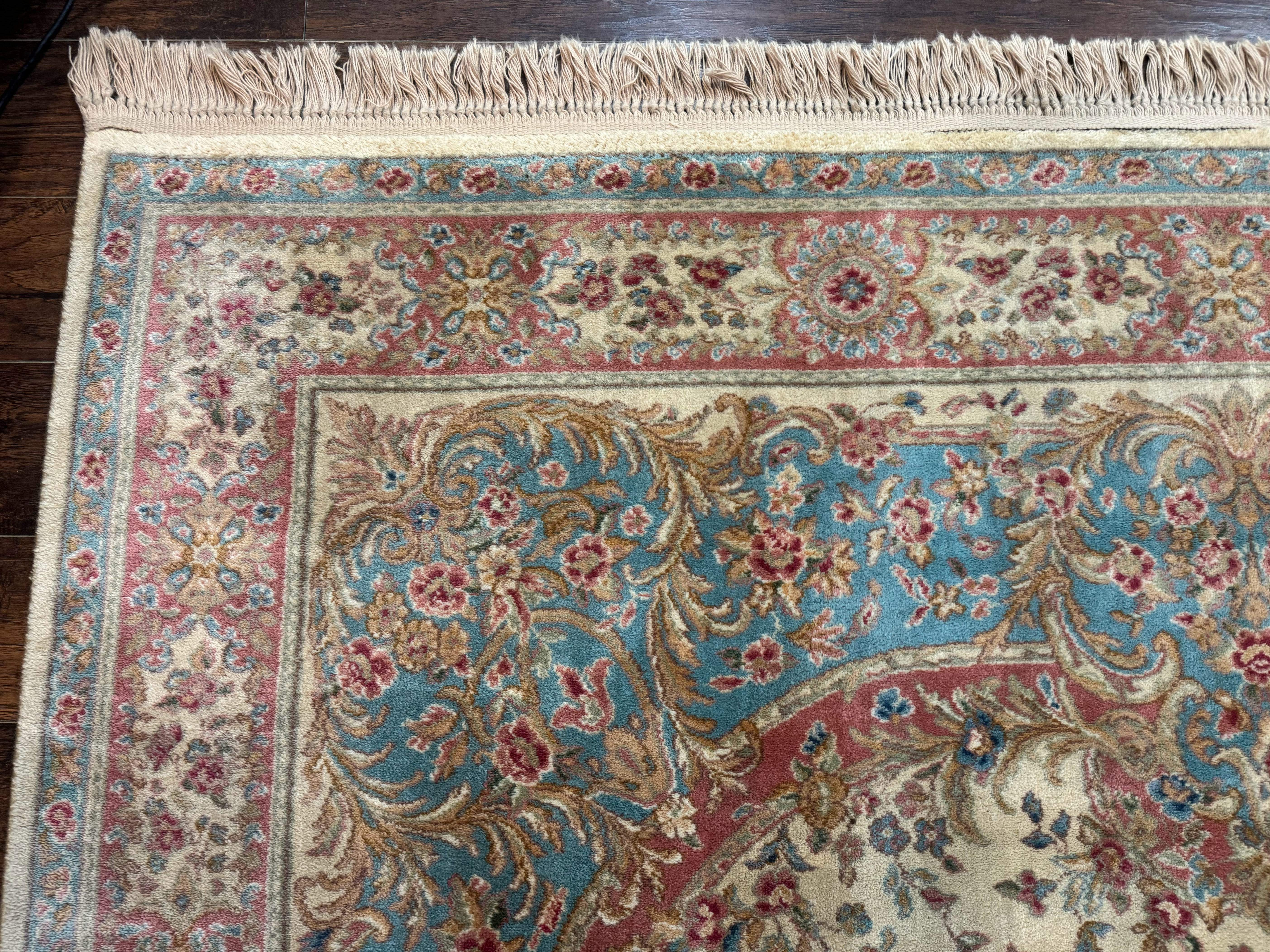 Karastan Rug 8.8 x 12, Ivory Medallion Kirman #700/711, Wool Pile, Vintage - Jewel Rugs