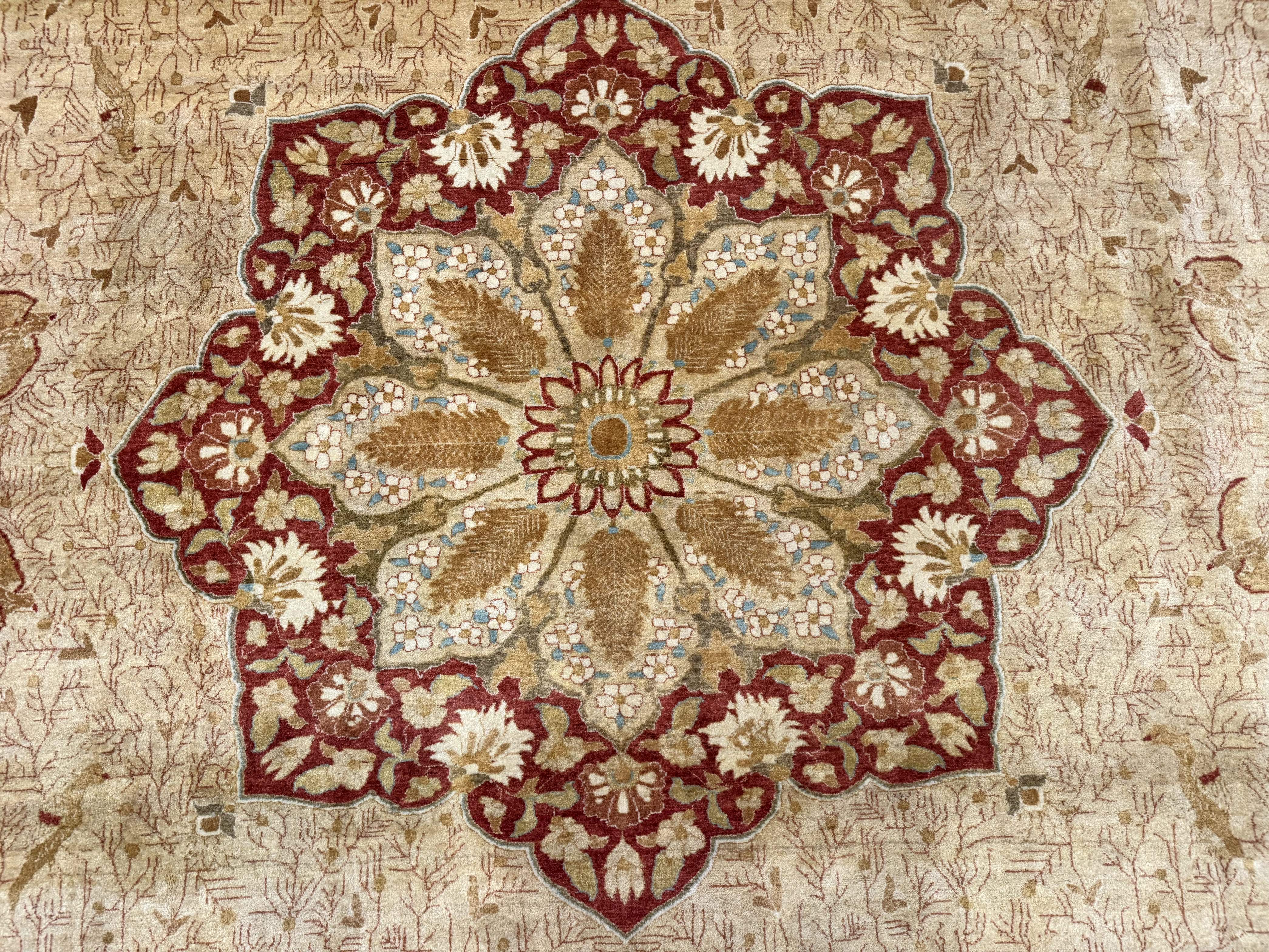 Palace Size Pak Persian Rug 13x17, Haji Jalili Design, Beige and Rust, Wool Hand Knotted, Fine 260 KPSI - Jewel Rugs