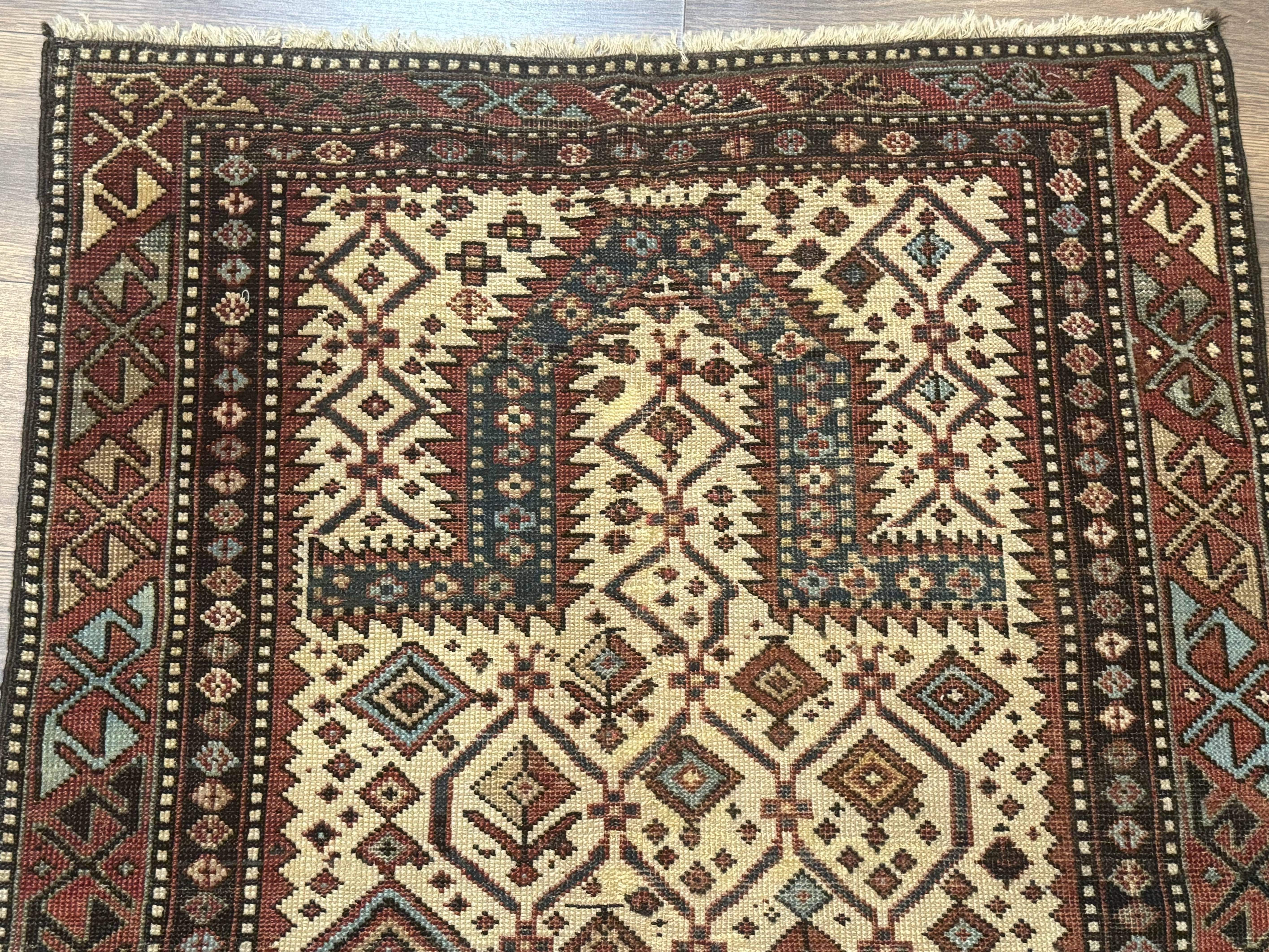 Antique Caucasian Shirvan Rug 3x5, Dagestan Prayer Rug, Collectible, Early 20th Century Rug - Jewel Rugs