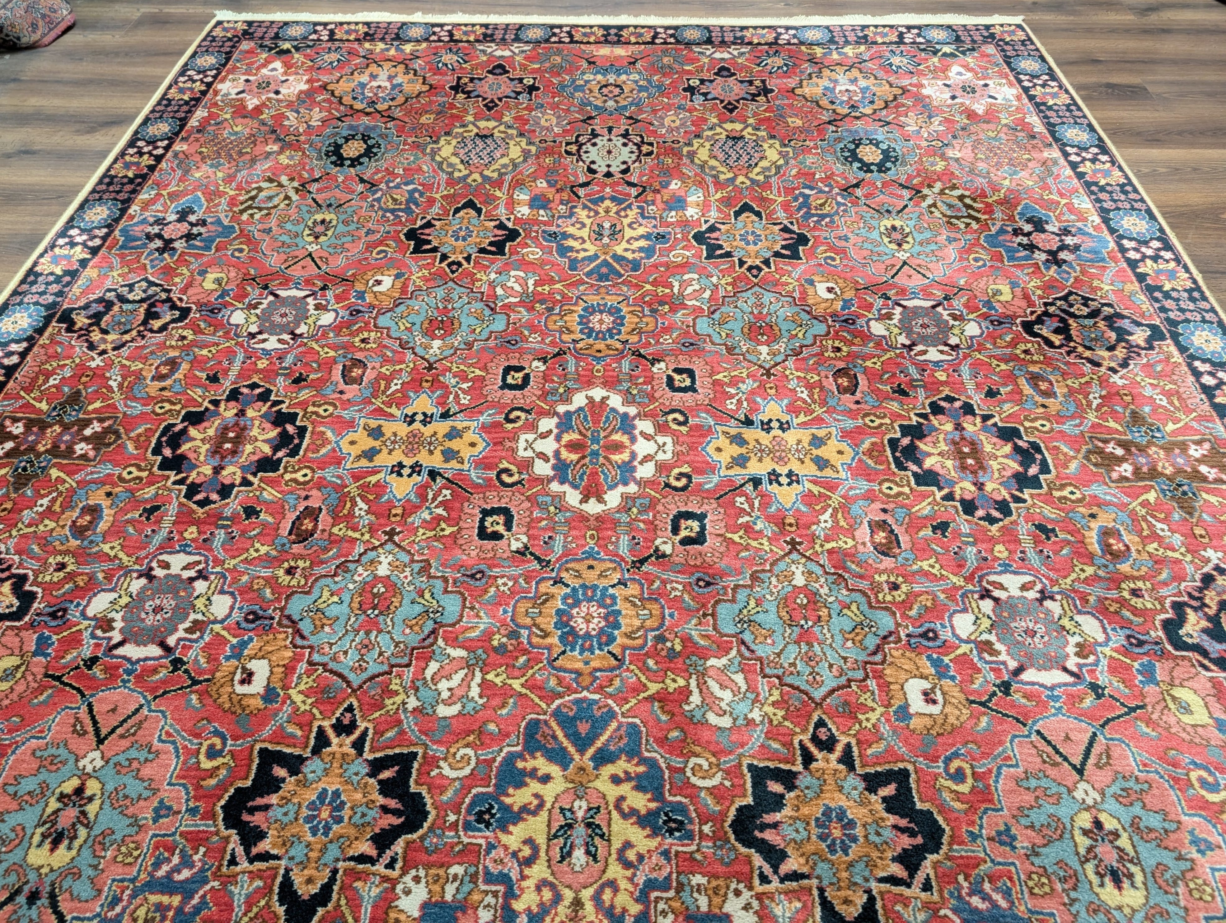 Karastan Rug 8.3 x 11.7, Williamsburg Kerman Vase #557, Wool, Vintage - Jewel Rugs