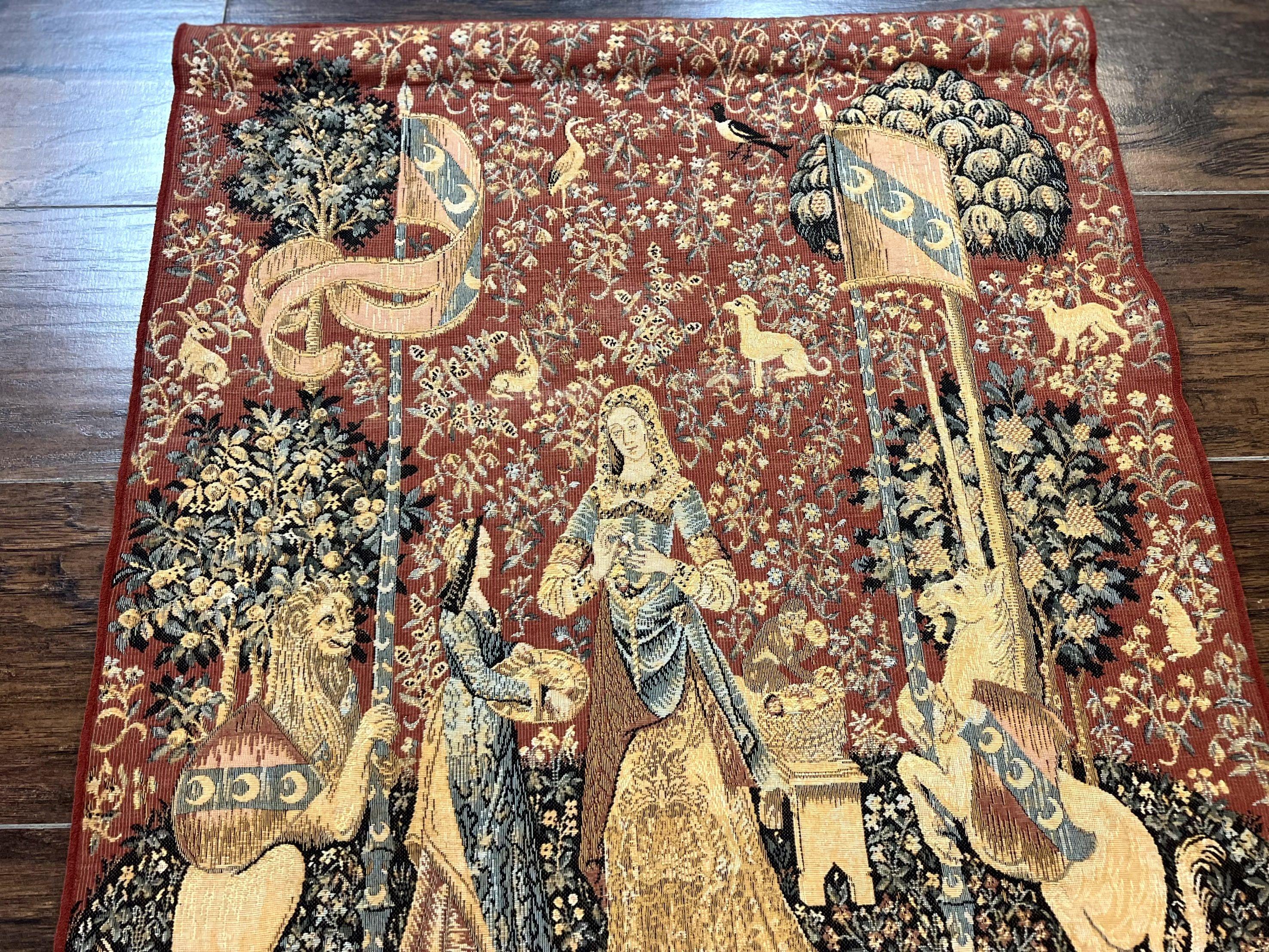 Vintage Tapestry 2x3, Lion Unicorn Flags Princess Medievel Motif - Jewel Rugs