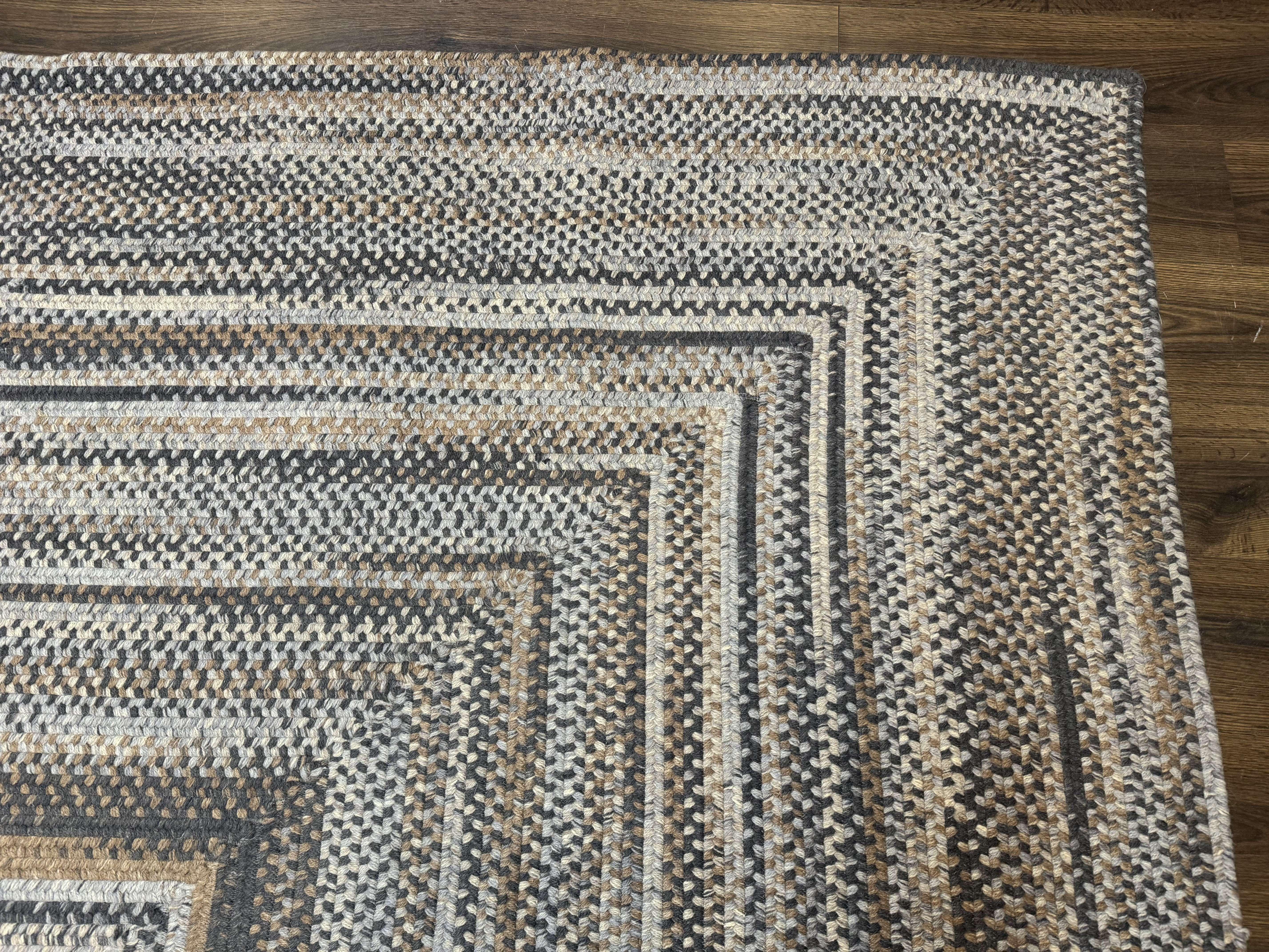 Large American Braided Rug 10x13, Multicolor, Vintage Braided Carpet, Rare Size - Jewel Rugs