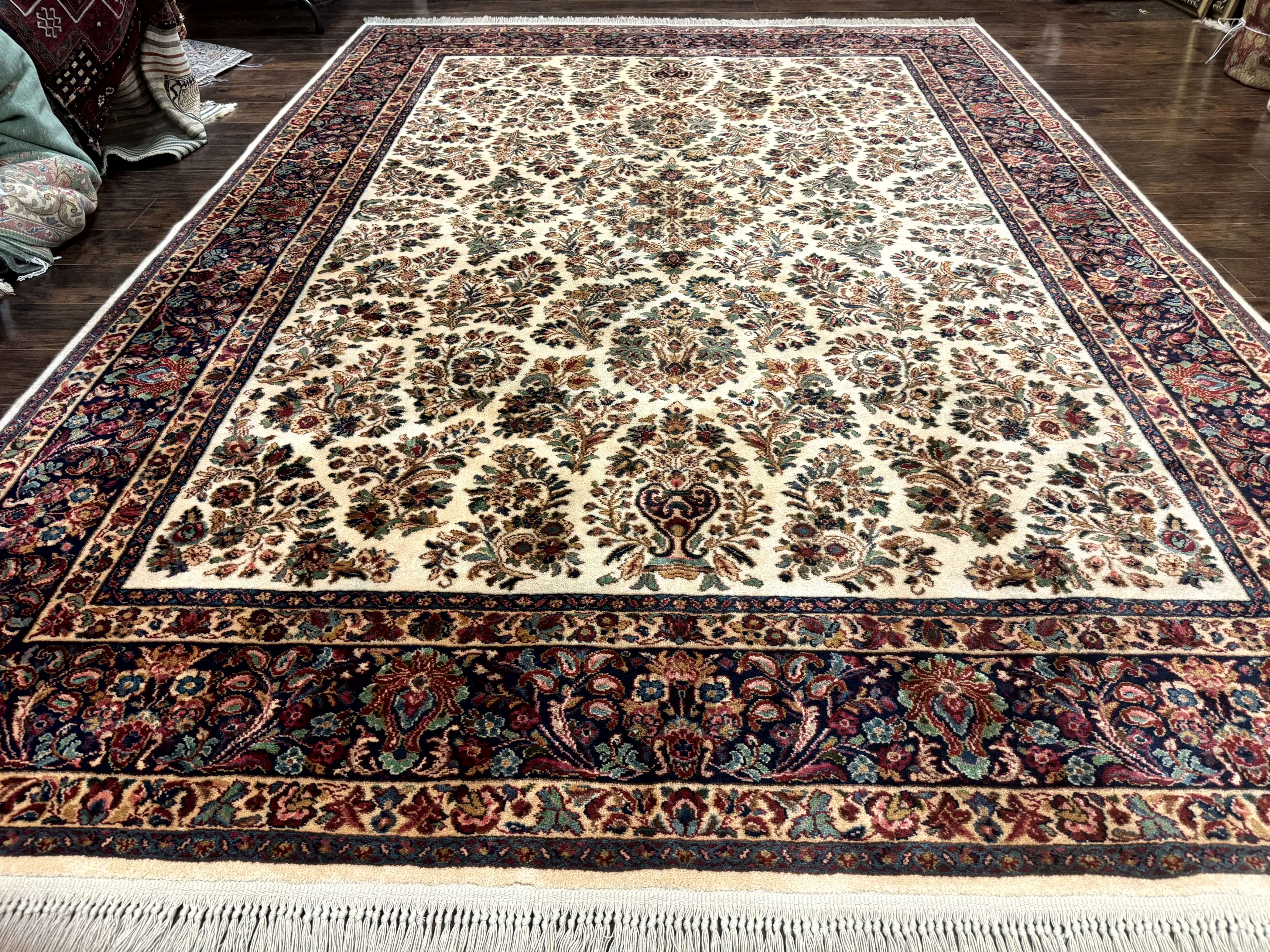 8.8 x 12 Karastan Ivory Sarouk Rug #760, Wool Pile, Vintage, Original 700 Series - Jewel Rugs