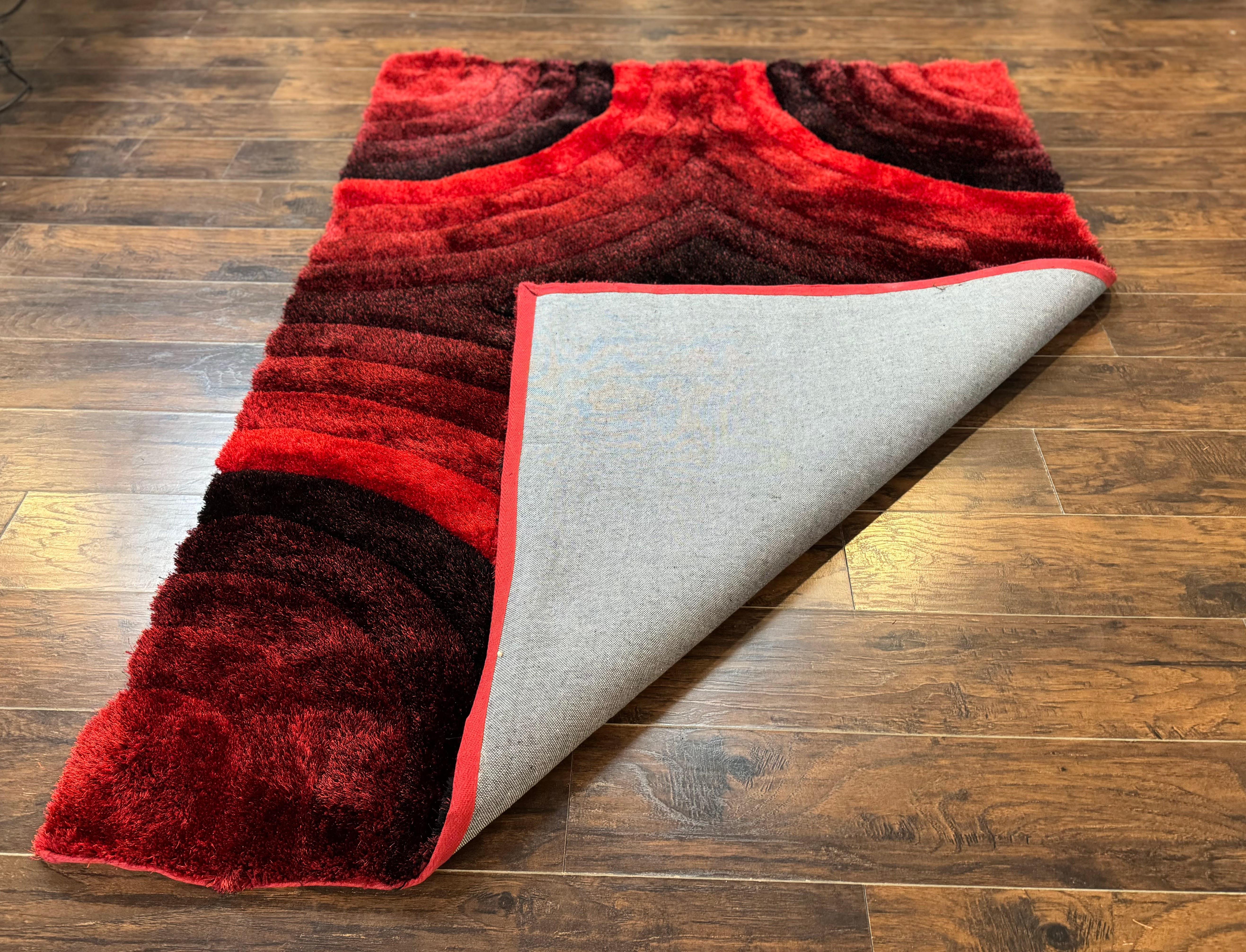 Red and Black Shag Rug 5x7, Pair A - Jewel Rugs