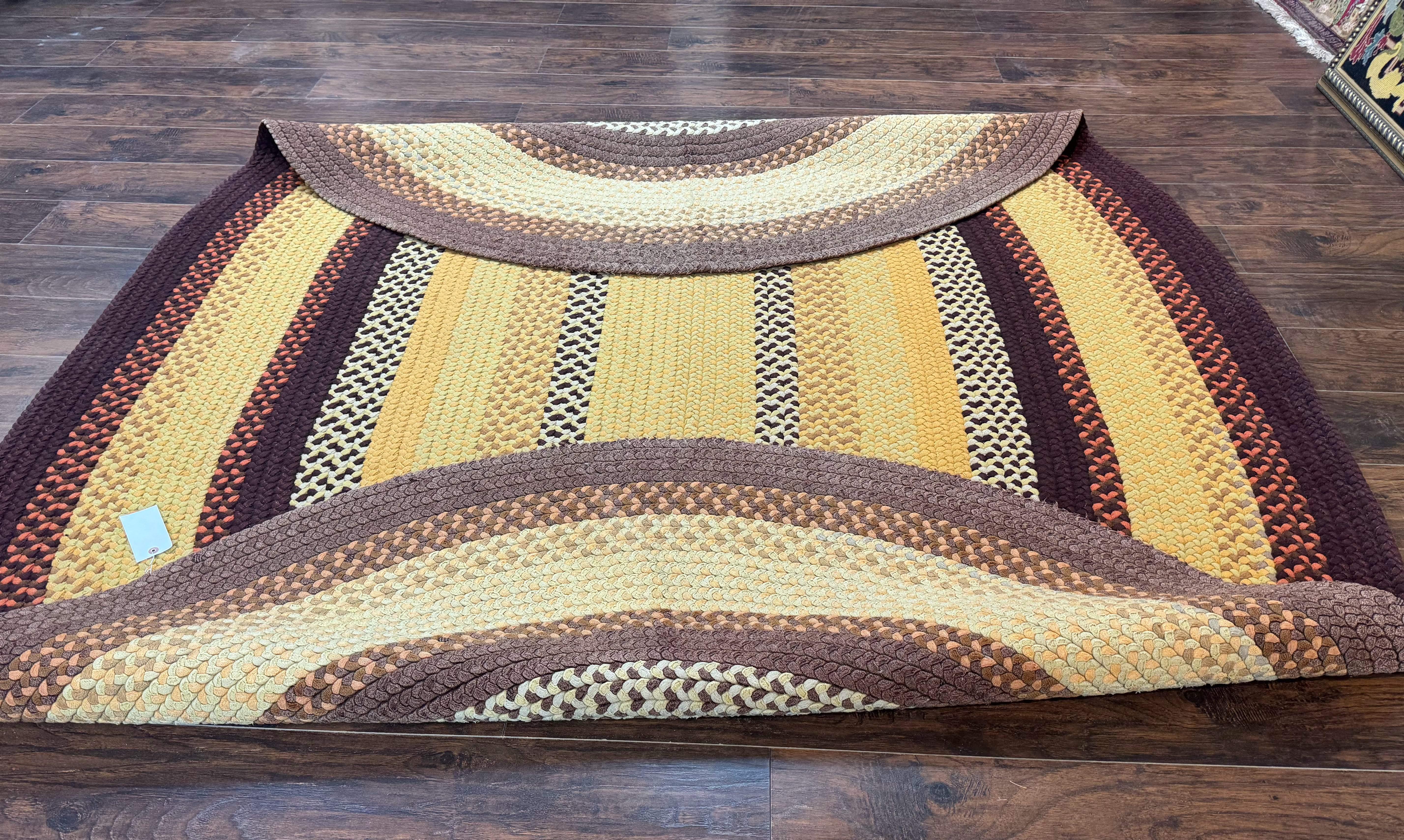 Large Oval American Braided Rug 7x10, Multicolor Vintage American Braided Carpet - Jewel Rugs