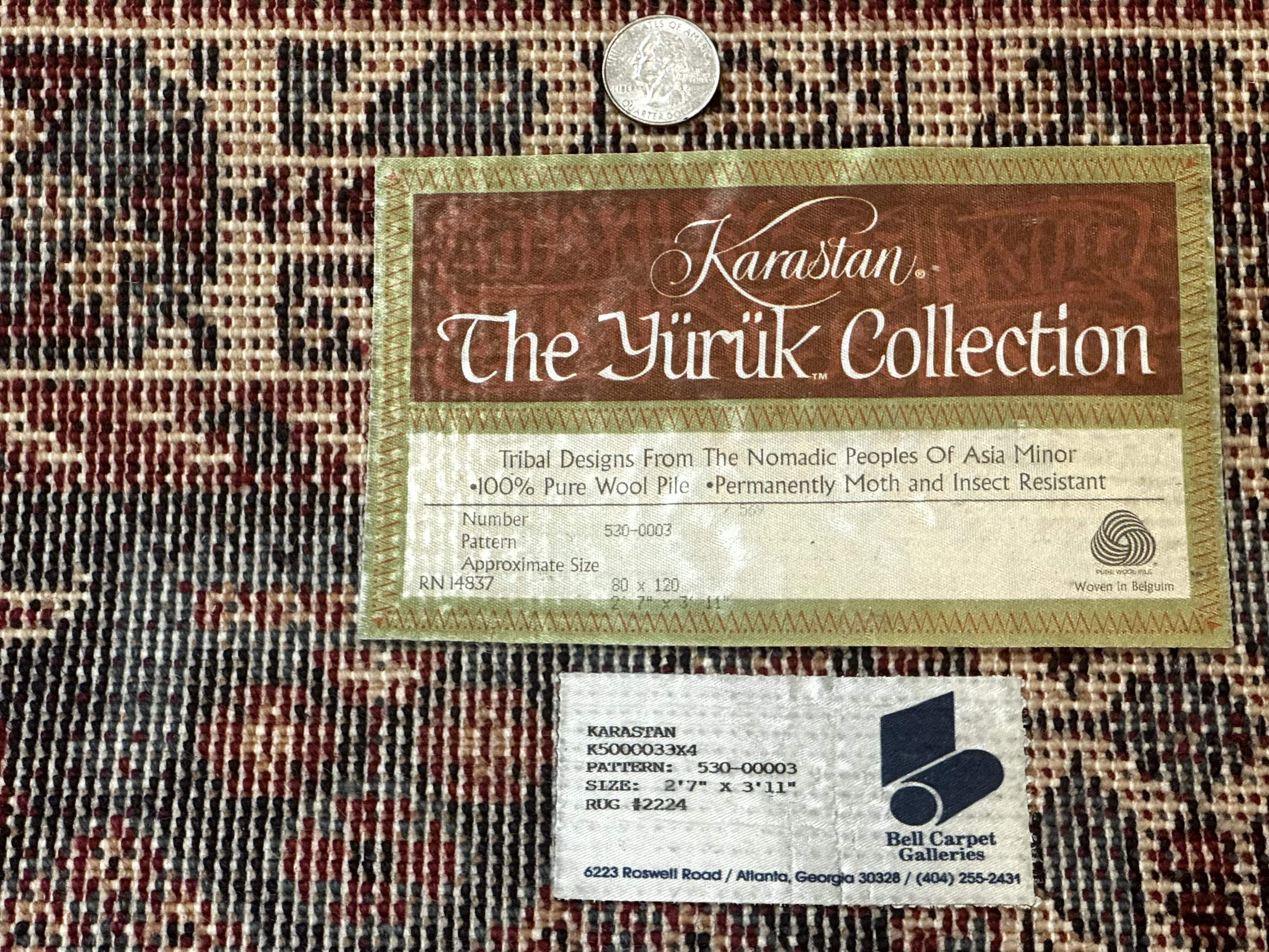 Small Karastan Rug 3x4, Yuruk Collection, Wool, Tribal, Geometric, Navy Blue - Jewel Rugs