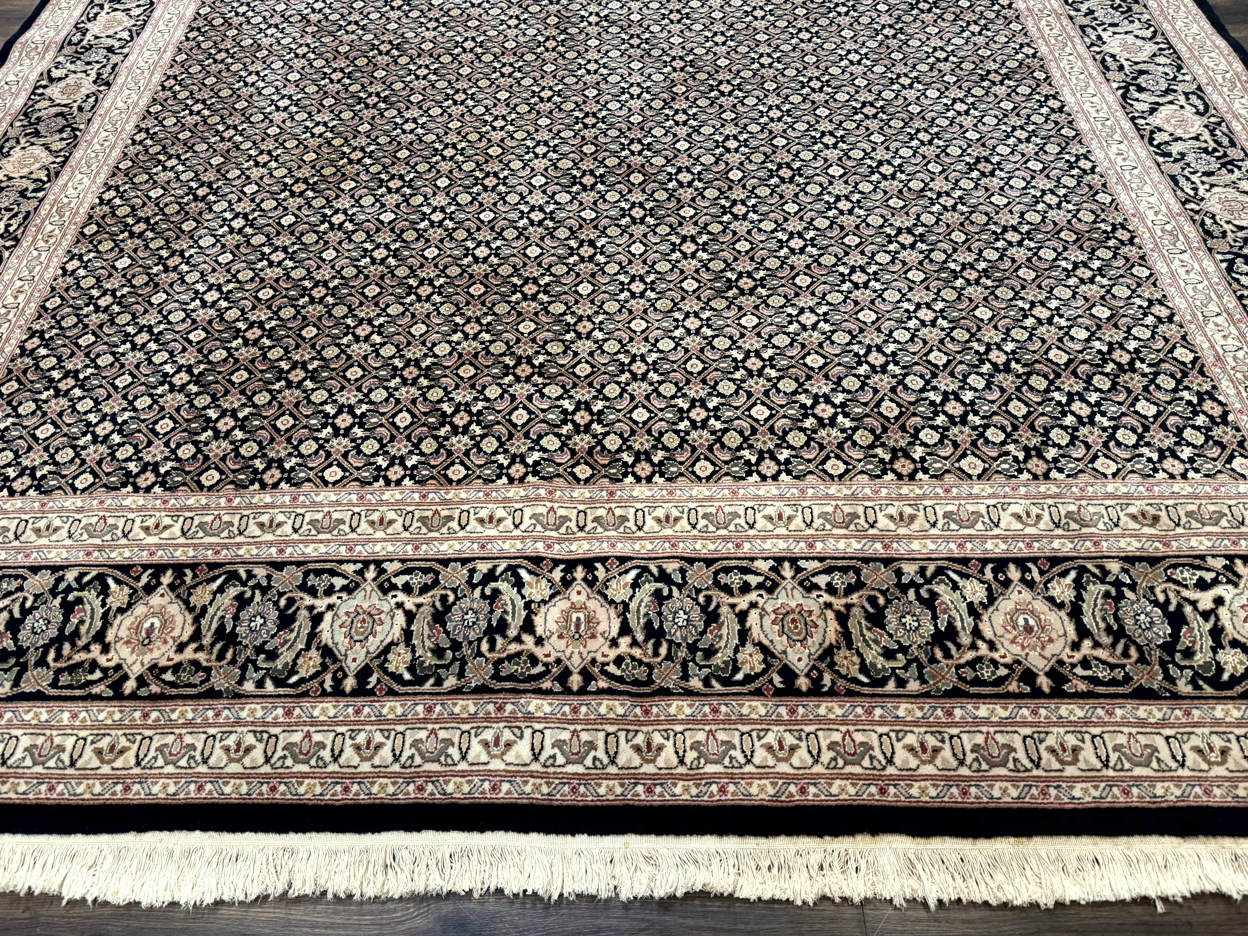 Sino Persian Mahi Rug 9x12, Wool and Silk, Black - Jewel Rugs