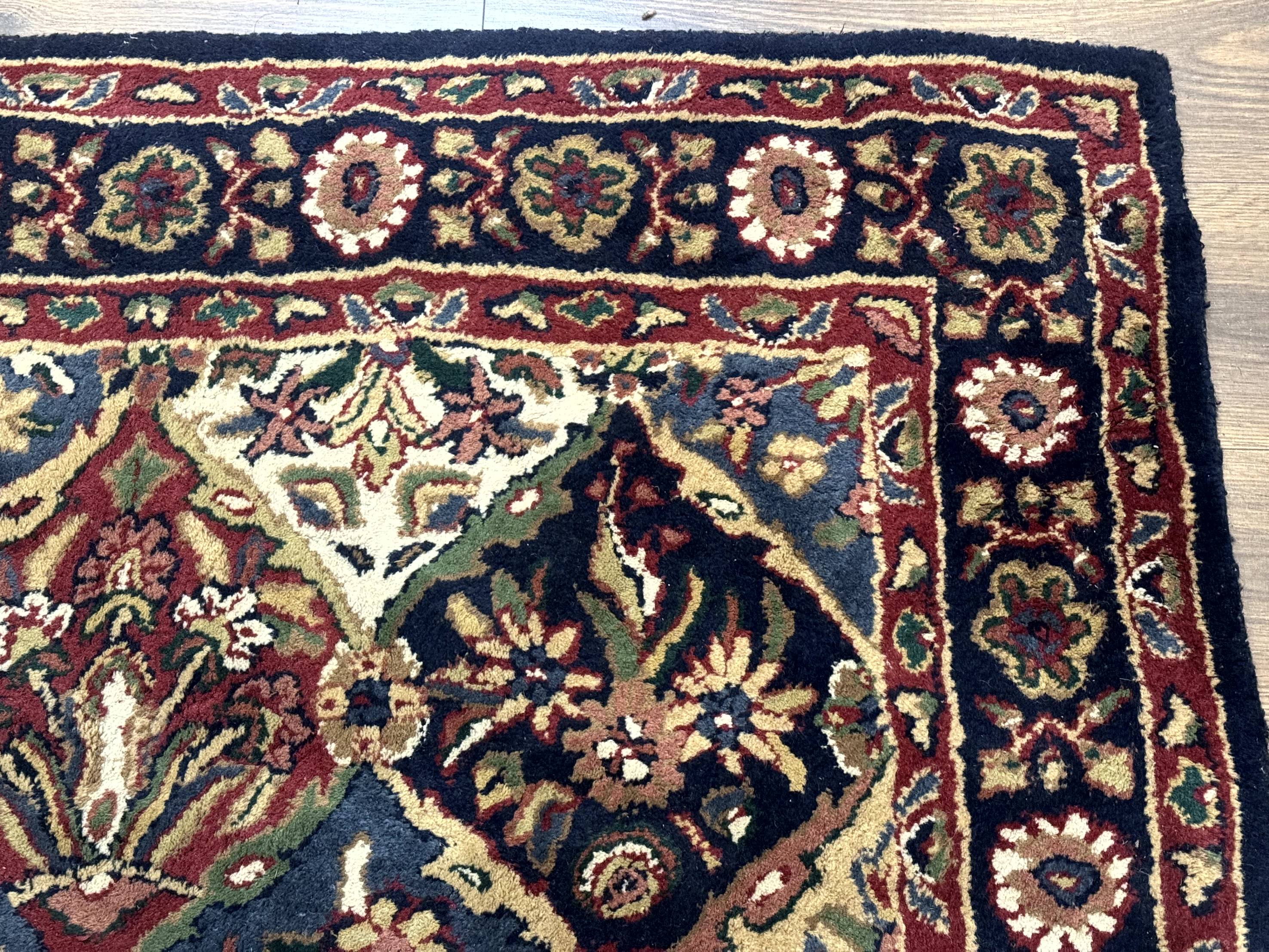 Panel Design Wool Rug 5x8 Multicolor Hand Tufted Vintage Carpet - Jewel Rugs