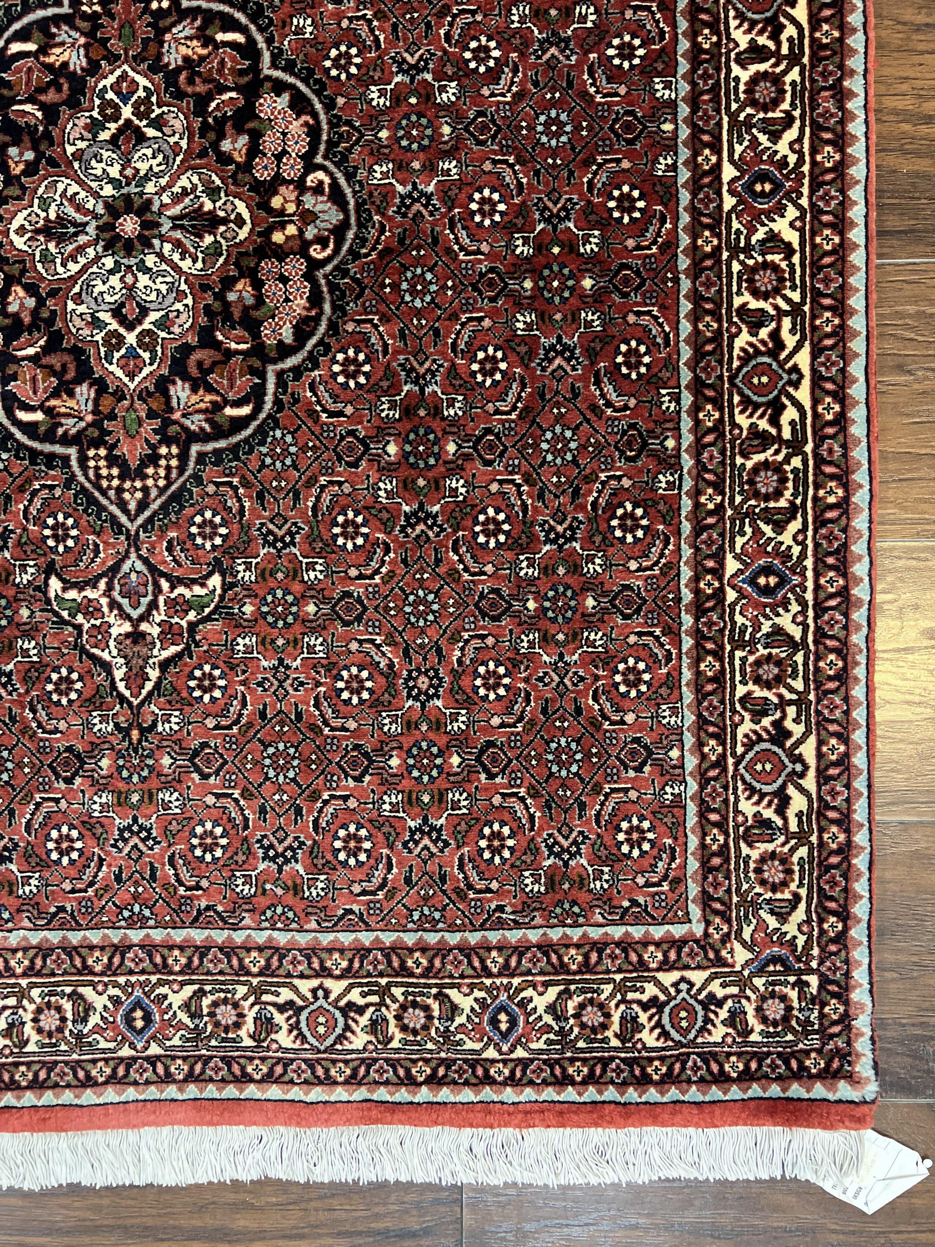 Persian Bidjar Runner Rug 3.5 x 12.7, Mahi Herati Pattern, Vintage Bijar Rug, Hand Knotted Fine Oriental Runner Rug, Wool, Dark Red, Hallway Rug - Jewel Rugs