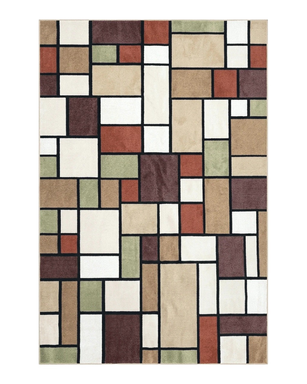 8x12 Modern Area Rug, Abstract Geometric Design 8 x 12 Area Carpet, Tan, Cream, Maroon, Nice USA 8x12 in Beige, Cream, Burgundy, Maroon, Tan - 2106L020