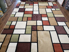 8x12 Modern Area Rug, Abstract Geometric Design 8 x 12 Area Carpet, Tan, Cream, Maroon, Nice USA 8x12 in Beige, Cream, Burgundy, Maroon, Tan - 2106L020