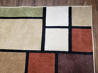 8x12 Modern Area Rug, Abstract Geometric Design 8 x 12 Area Carpet, Tan, Cream, Maroon, Nice USA 8x12 in Beige, Cream, Burgundy, Maroon, Tan - 2106L020