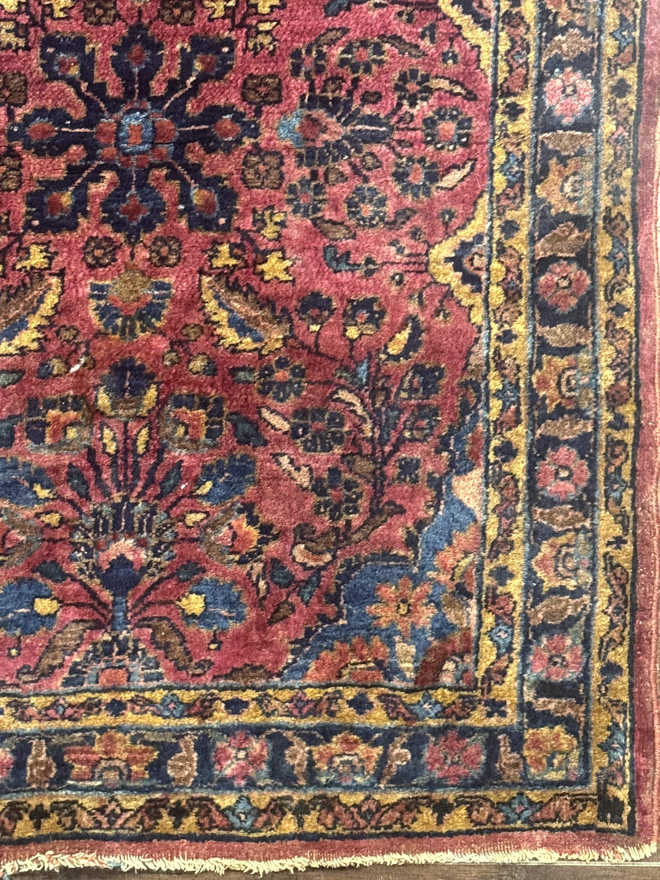 Antique Persian Sarouk Rug 2x3 – Red, Hand-Knotted Wool Accent Rug - Jewel Rugs