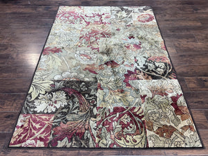 Modern Abstract Area Rug 5x7, Floral Design, Contemporary Carpet 5 x 7, Multicolor