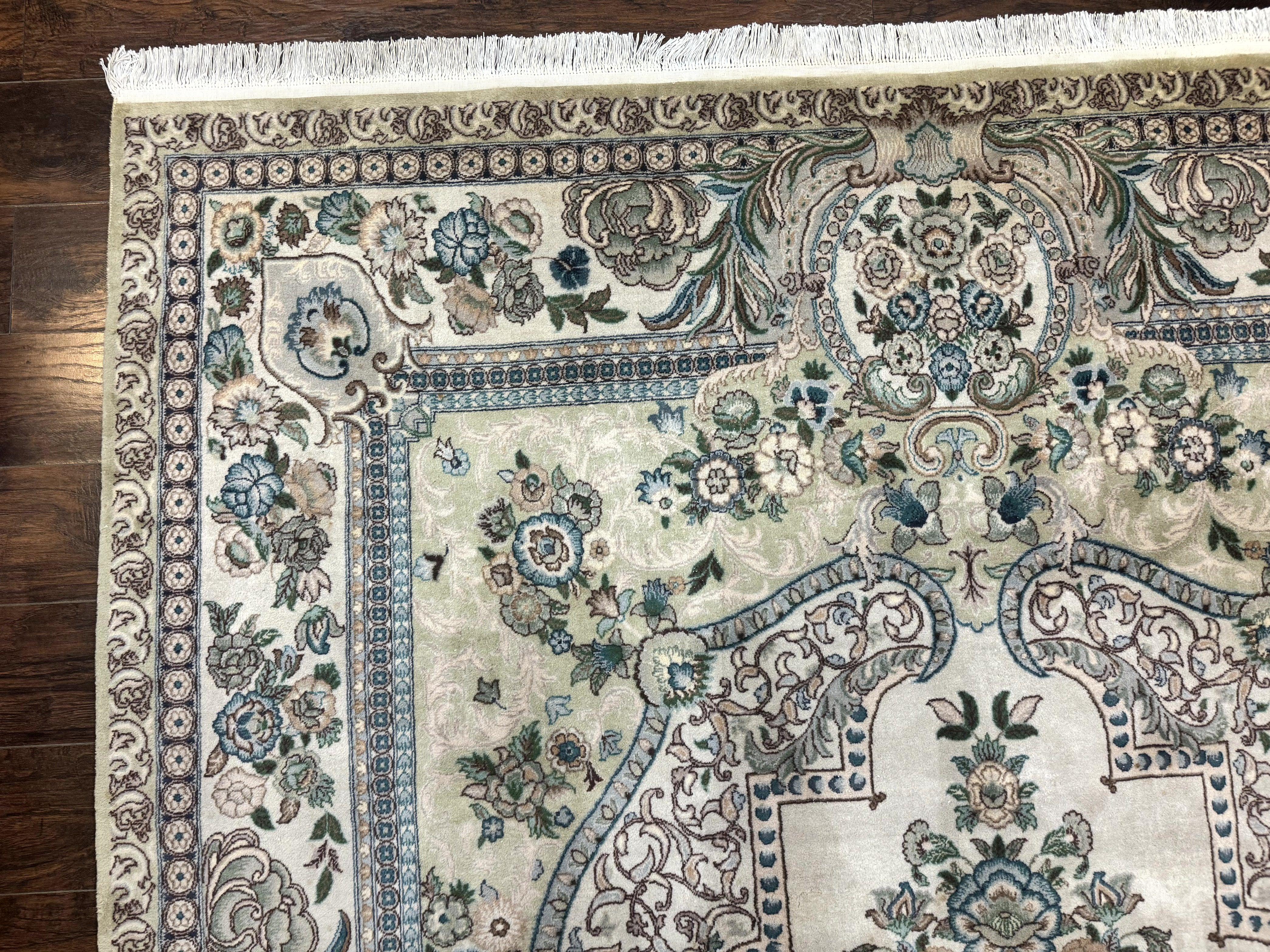 Pak Persian Rug 8 x 10.6, Elegant Oriental Carpet, Floral Medallion, Vintage Handmade Wool Rug, FIne 240 KPSI - Jewel Rugs