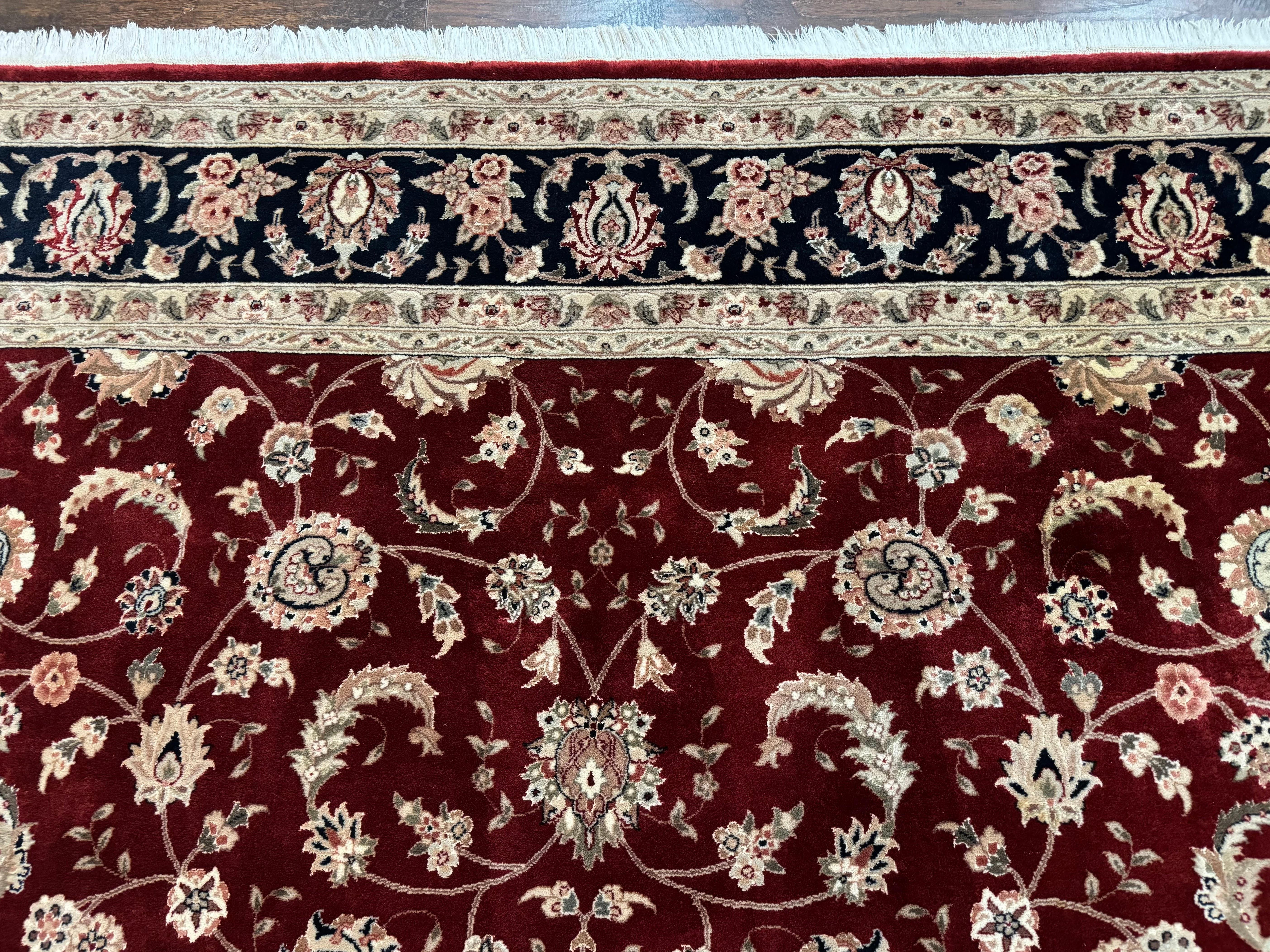 Maroon Persian Area Rug 8x10, Floral Allover, Pak Persian, Wool and Silk Highlights, Traditional Oriental Carpet - Jewel Rugs