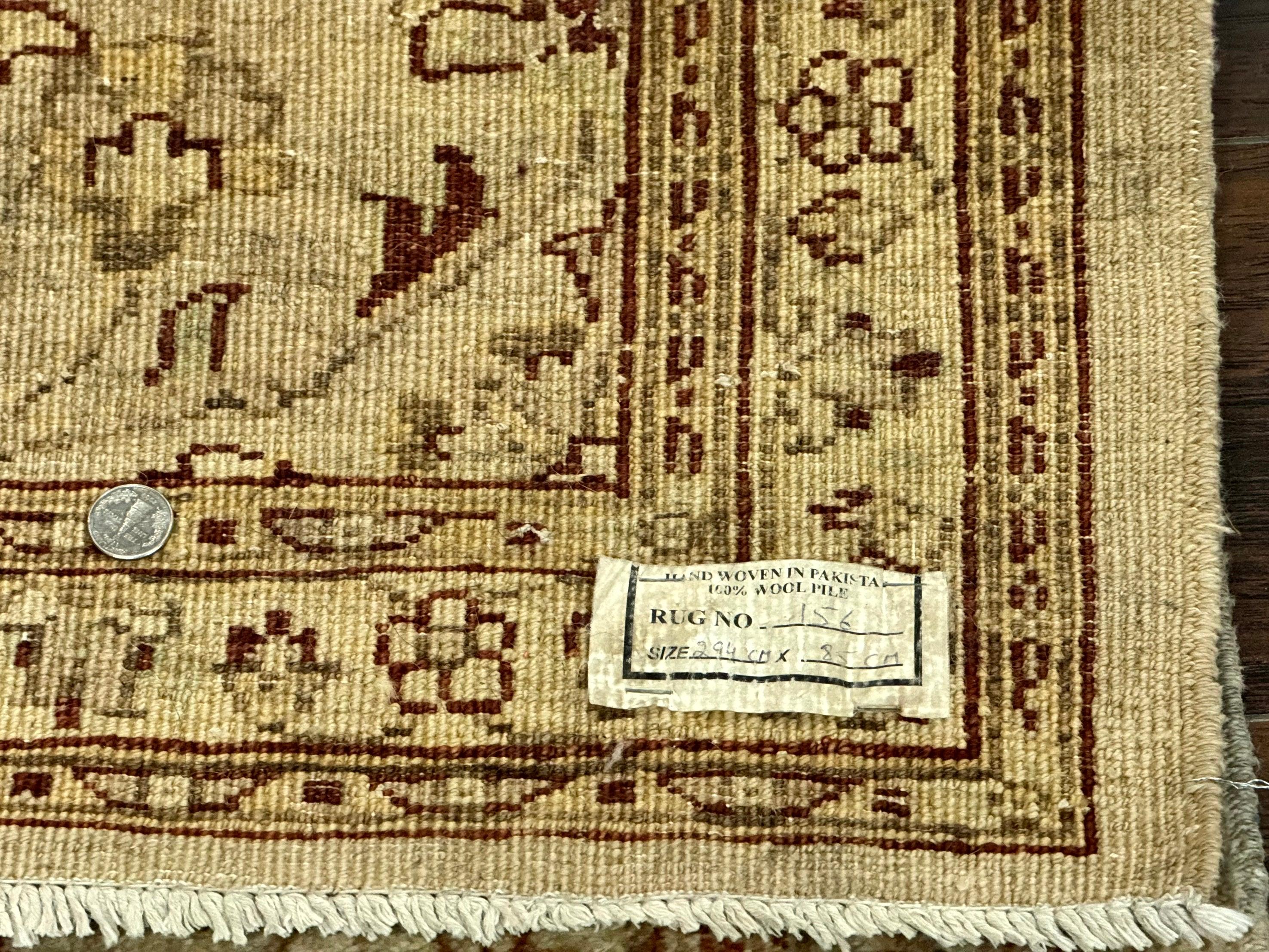 Peshawar Runner Rug 3 x 9.7, Pakistani Oriental Runner Rug, Vintage Rug for Modern Home, Runner for Hallway or Kitchen, Oushak Runner - Jewel Rugs
