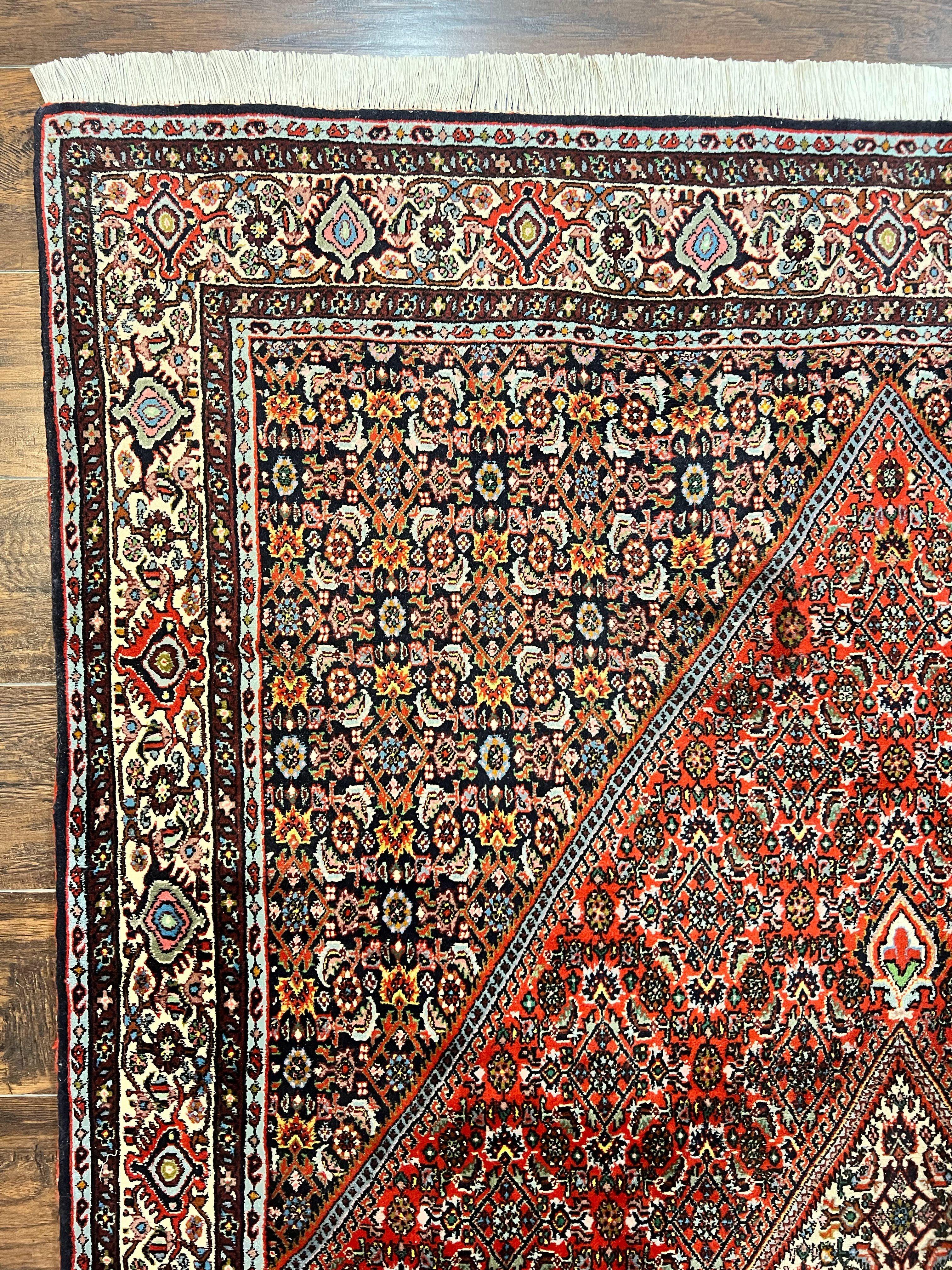 Persian Bidjar Rug 5x10, Wool Hand Knotted Vintage Carpet, Highly Detailed, Mahi Herati Pattern, 5 x 10 Oriental Rug - Jewel Rugs