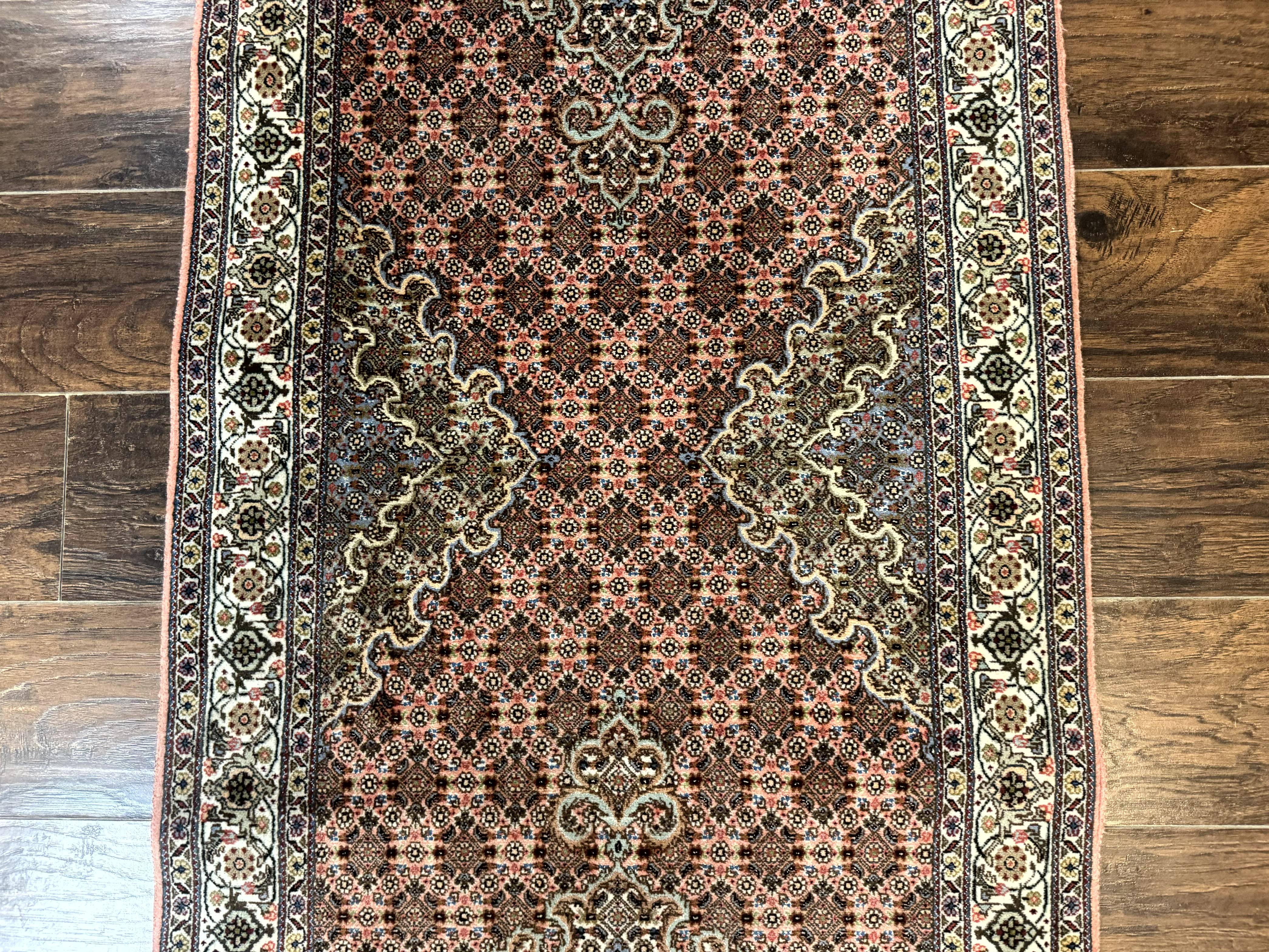 Persian Tabriz Runner Rug for Hallway Herati 320 KPSI Salmon Ivory 2.8 x 11.7 - Jewel Rugs