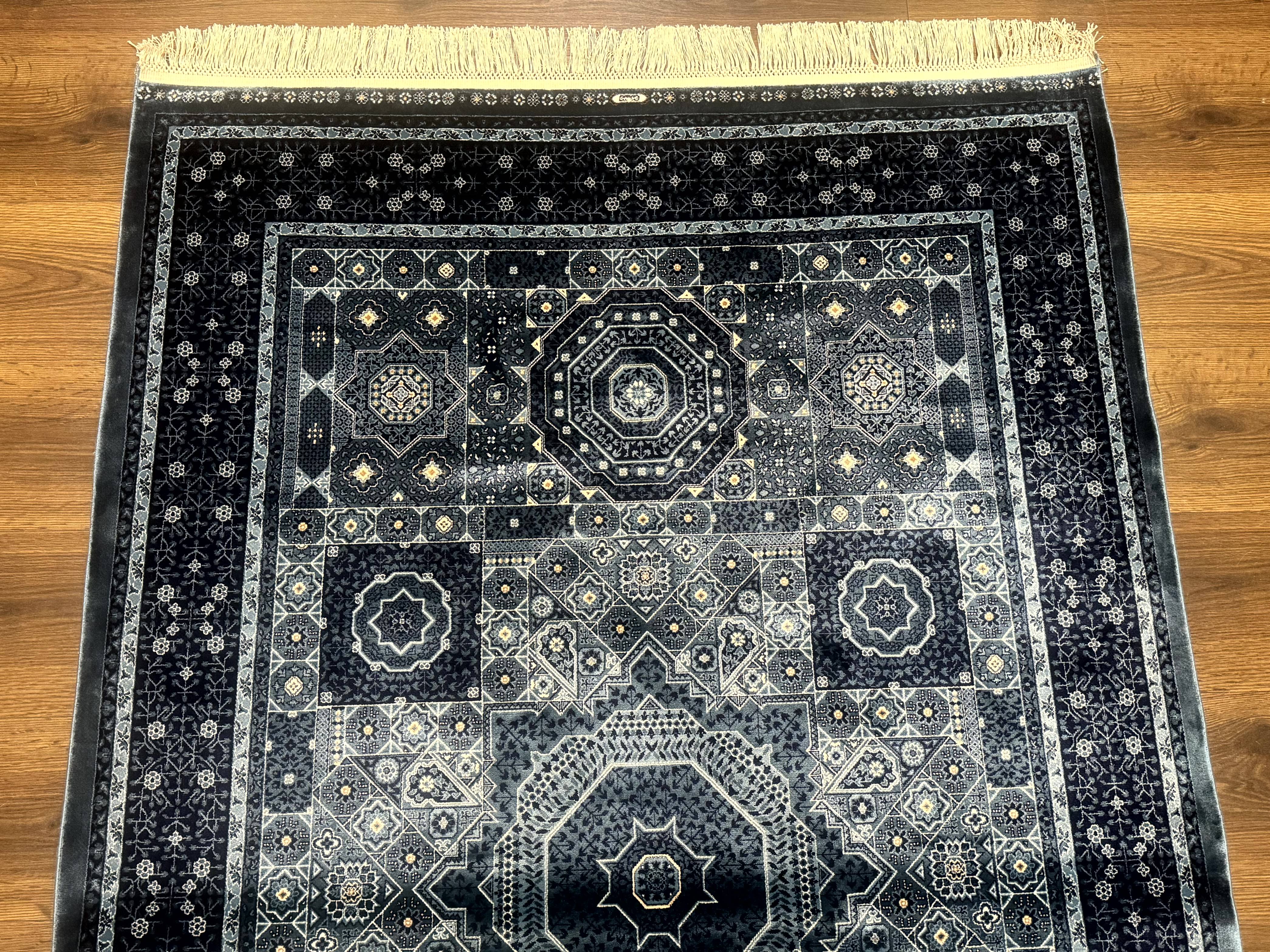 ラグ・カーペット Turkish carpet Turkish Silk Rug 4x6, Blue, Mamluk Silk Carpet, Bamboo Silk