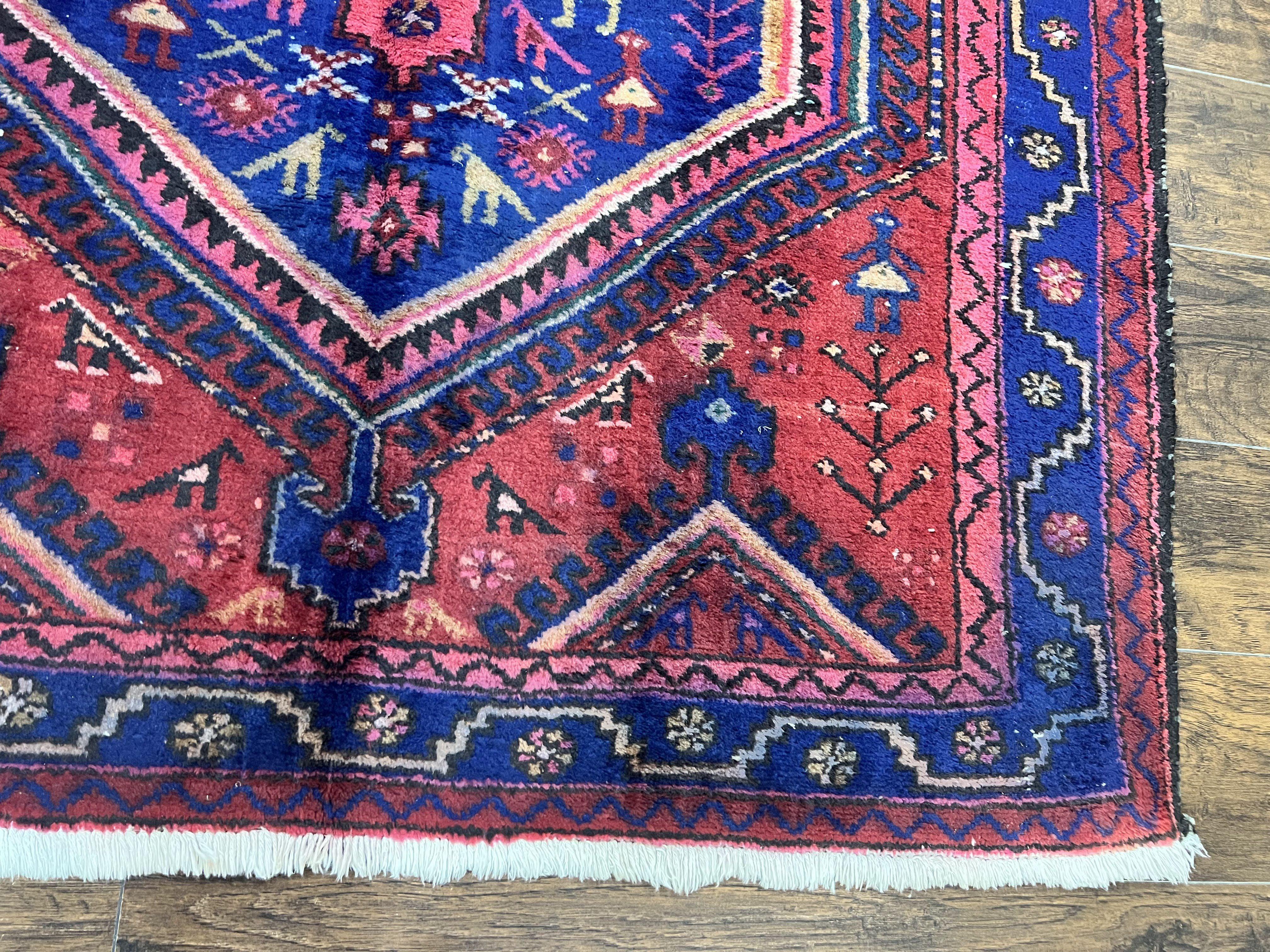 Persian Tribal Rug 5x7, Wool Handmade Vintage Hamadan Nahavand