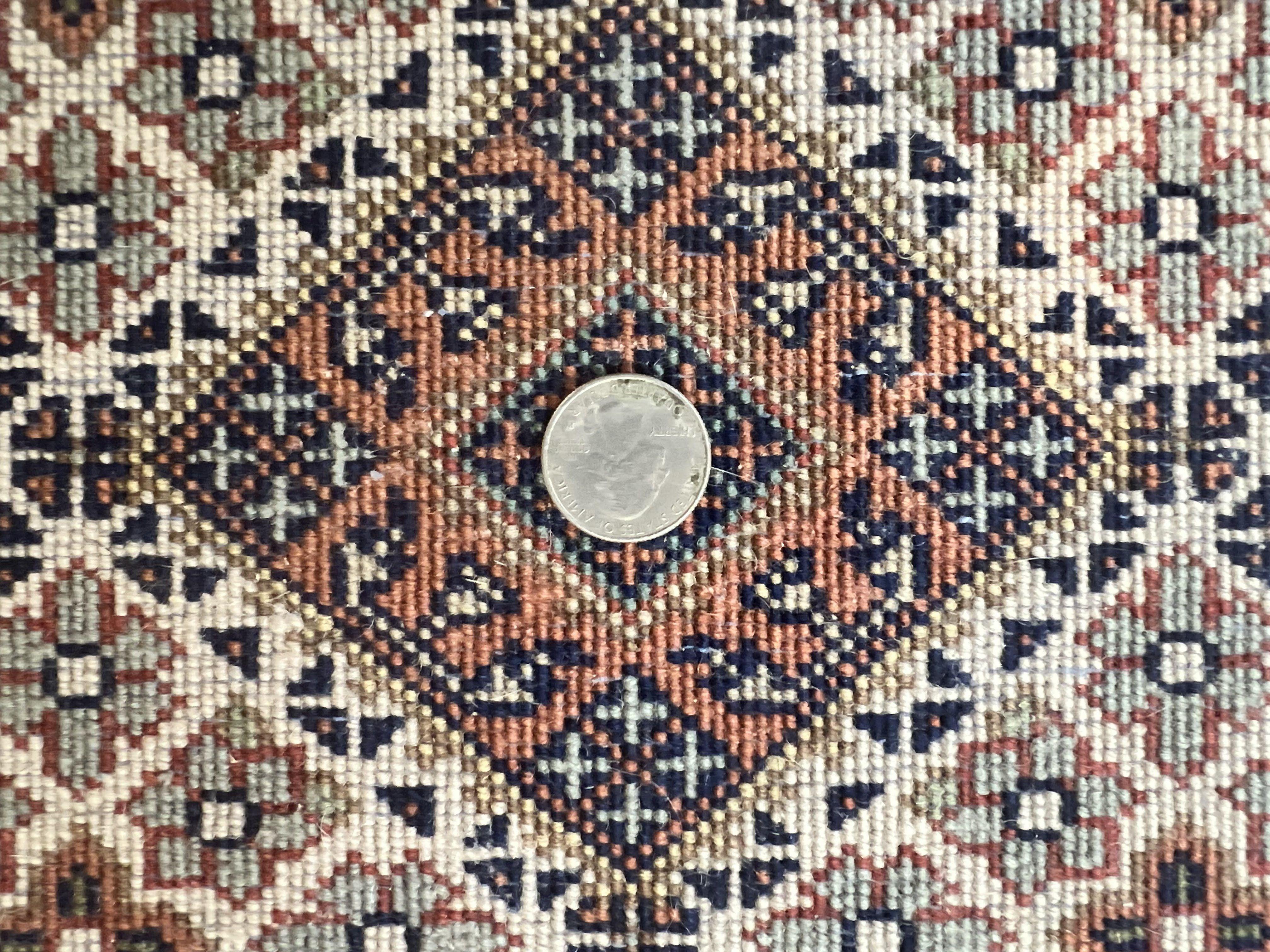 Small Indo Persian Rug 1.5 x 2, Hand Knotted Oriental Carpet, Wool Vintage Handmade, Cream Multicolor, Panel Design - Jewel Rugs